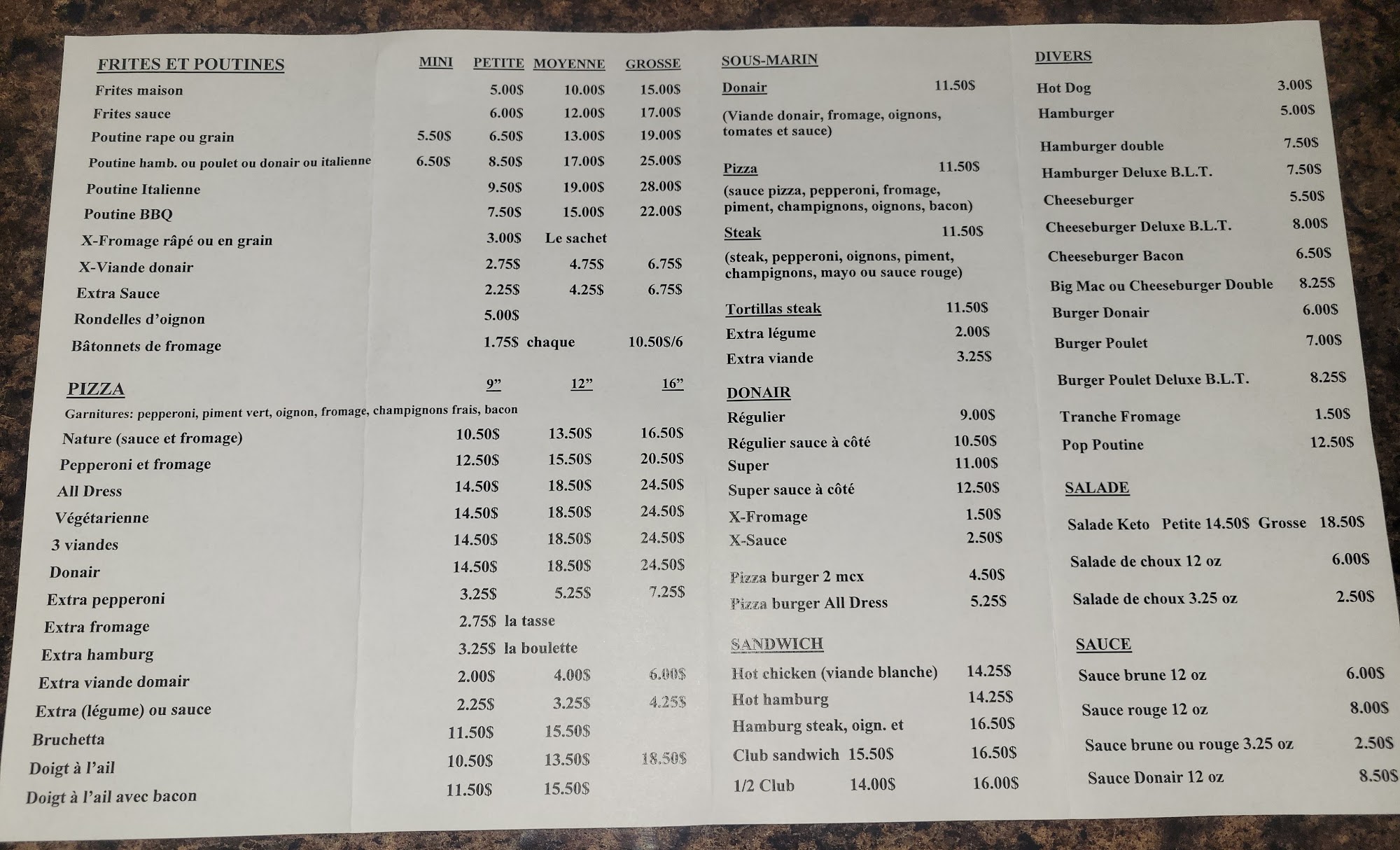 JMC Pizzeria Inc Menu