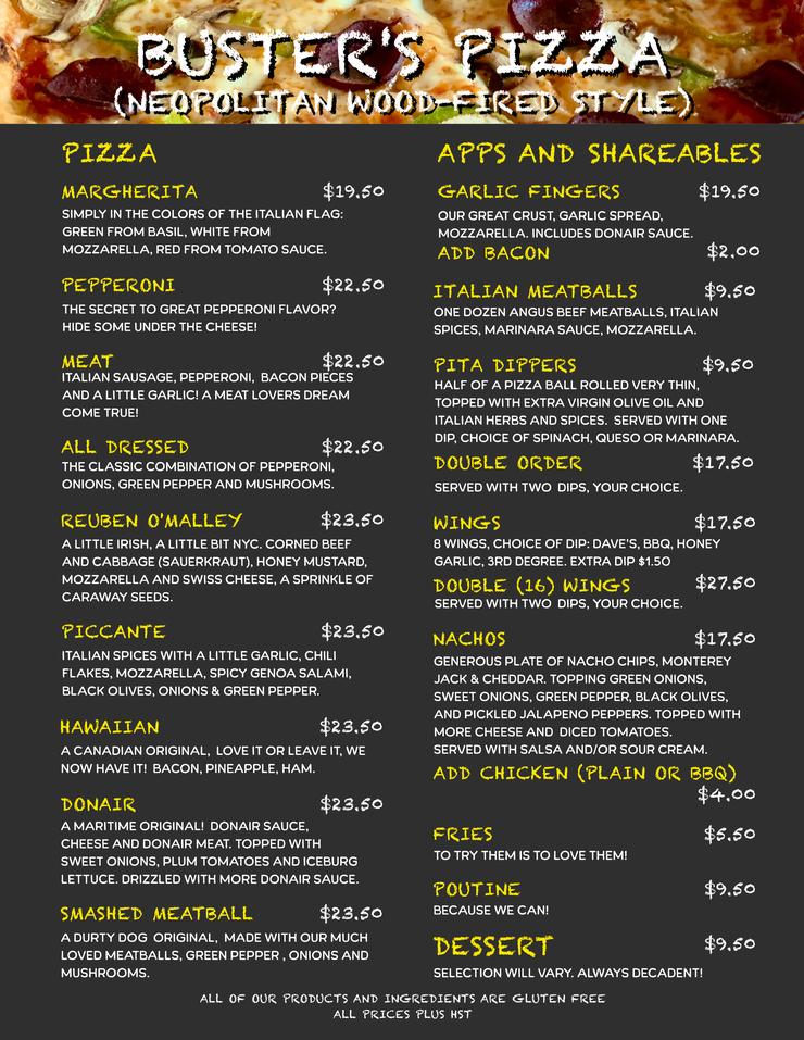 The Durty Dog Bar Menu