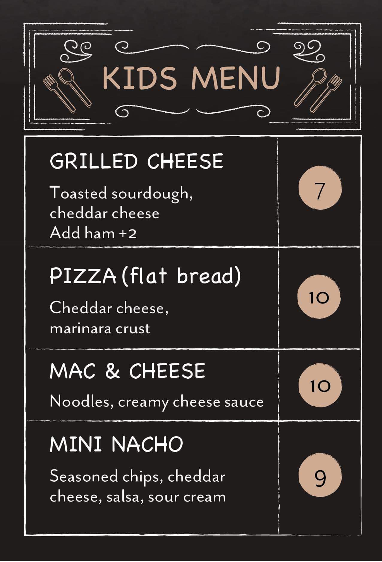 VERA Kitchen & Bar Menu