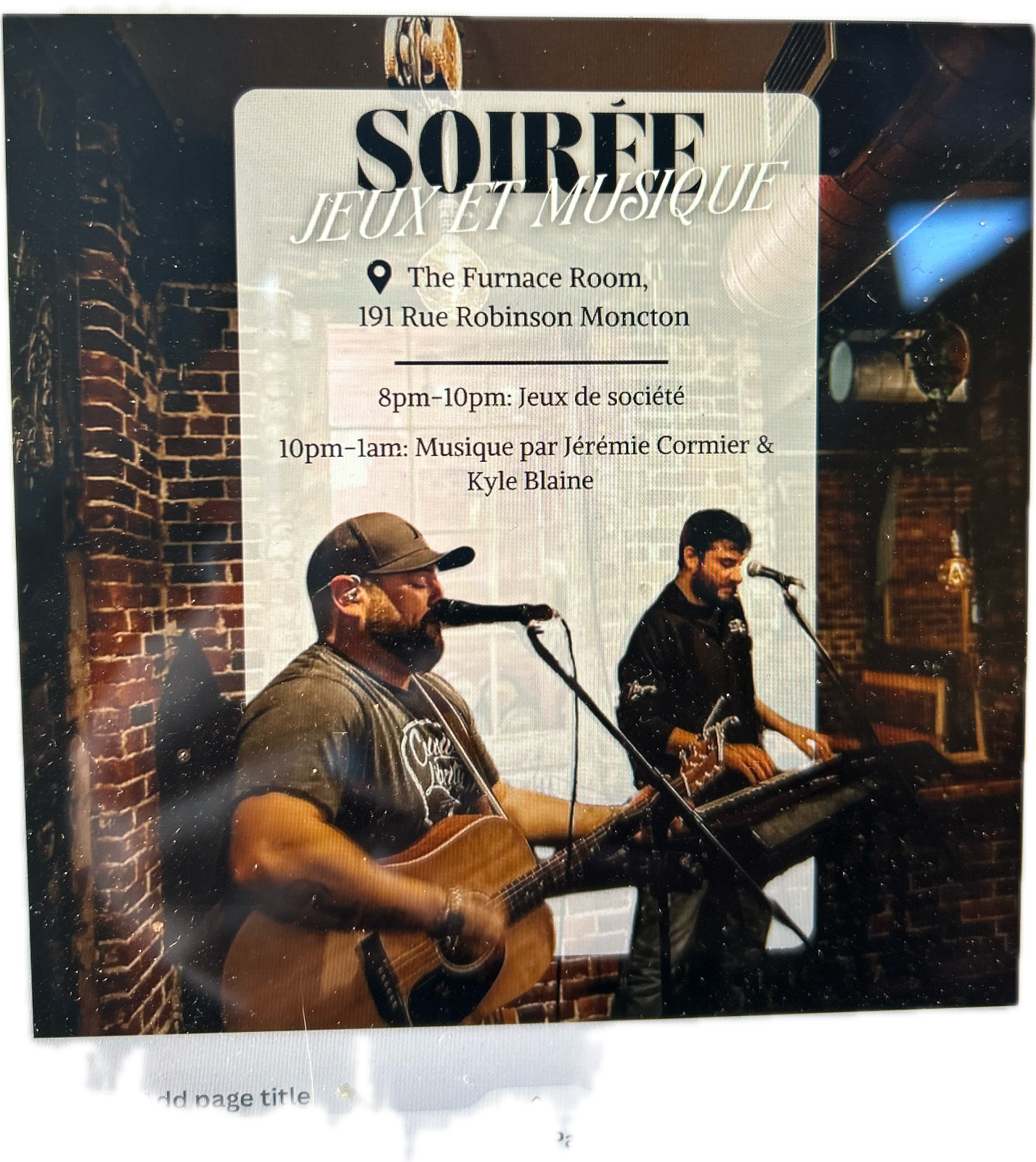 The Furnace Room Menu