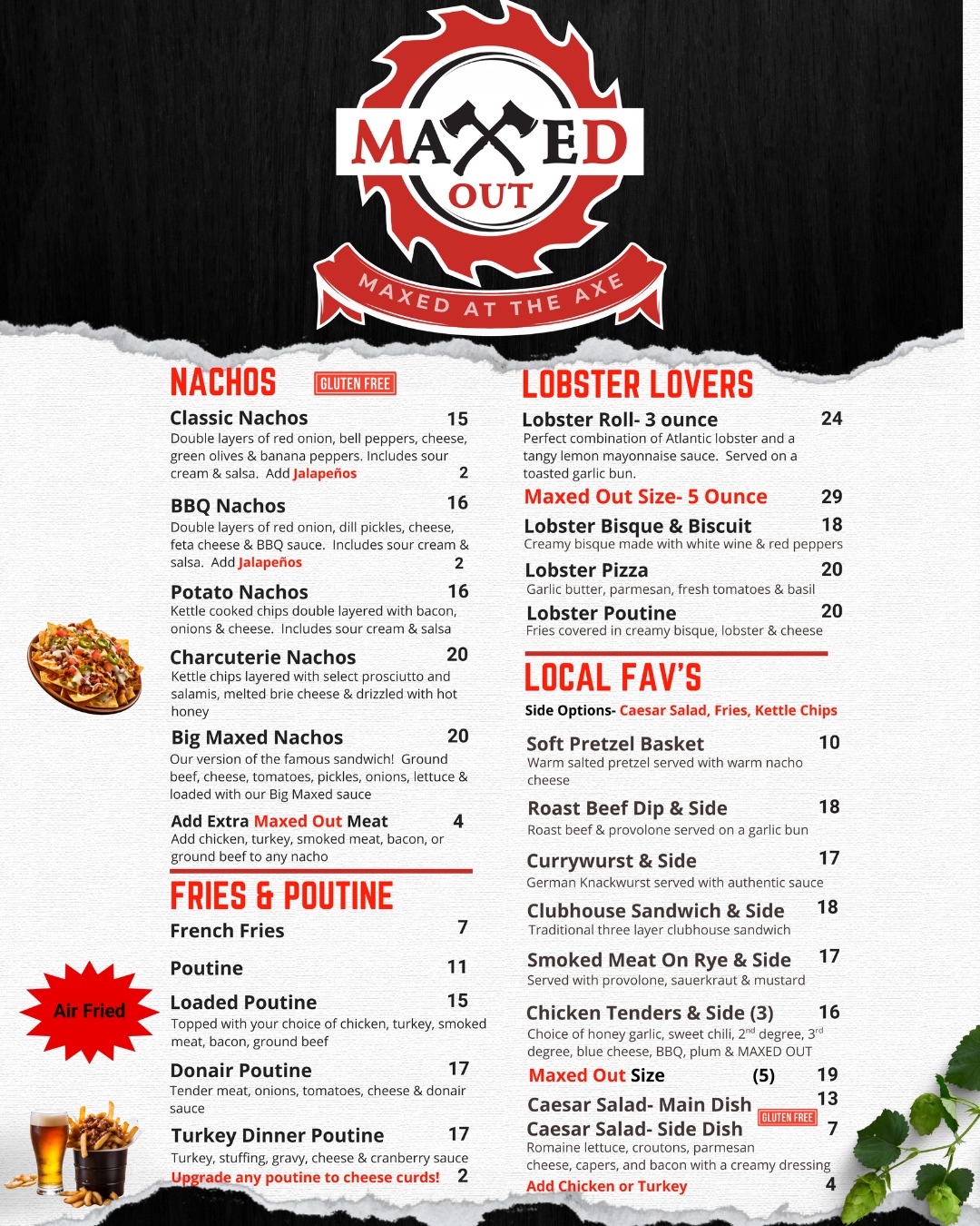 Big Axe Brewery Menu