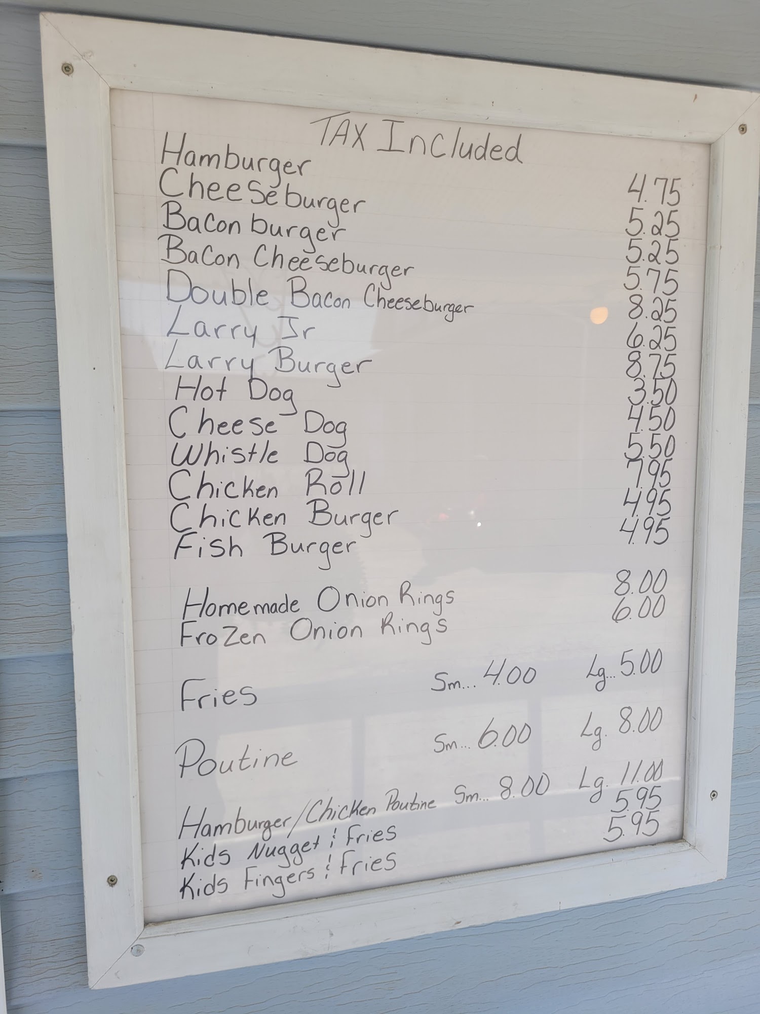 Carolyn's Dairy Bar Menu