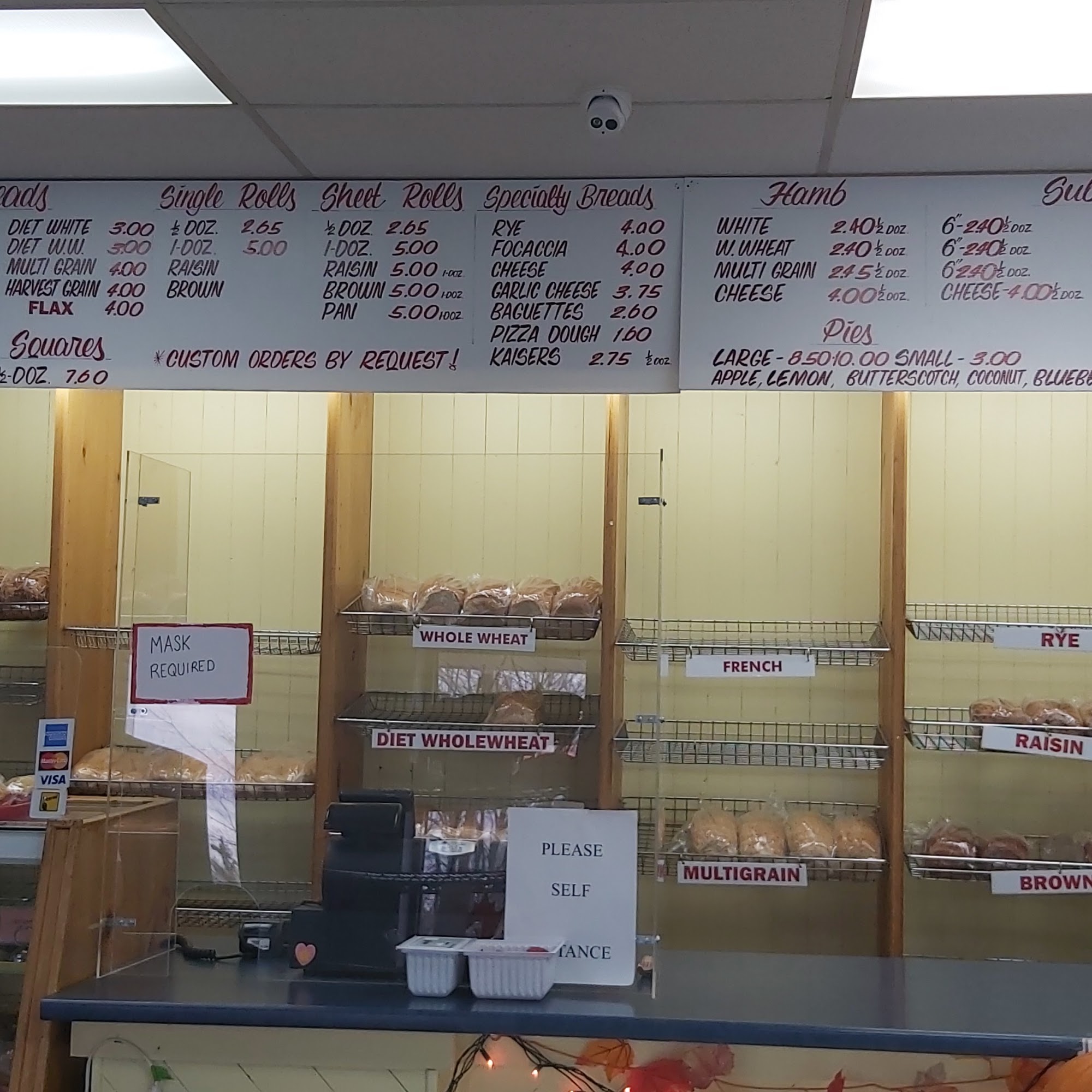 Walton's Bakery Ltd Menu