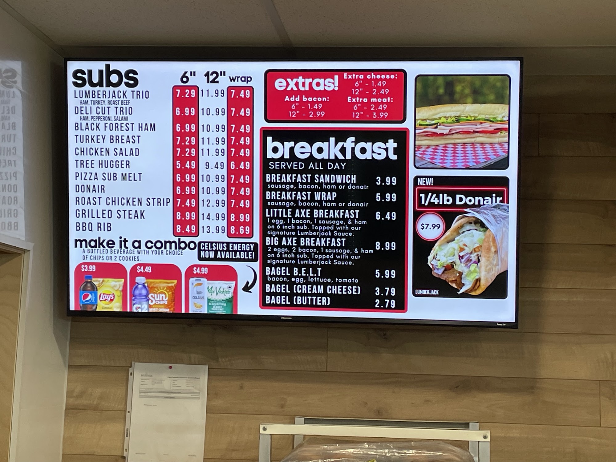 Lumberjack Subs Menu