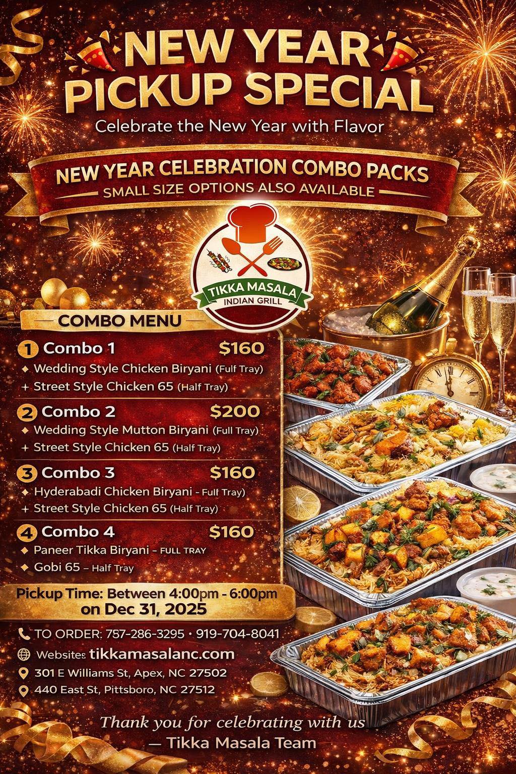 Tikka Masala Indian Grill Menu