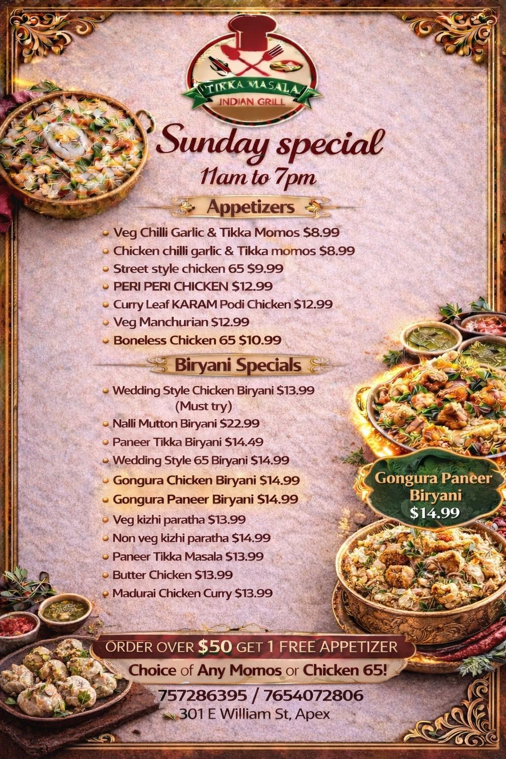 Tikka Masala Indian Grill Menu