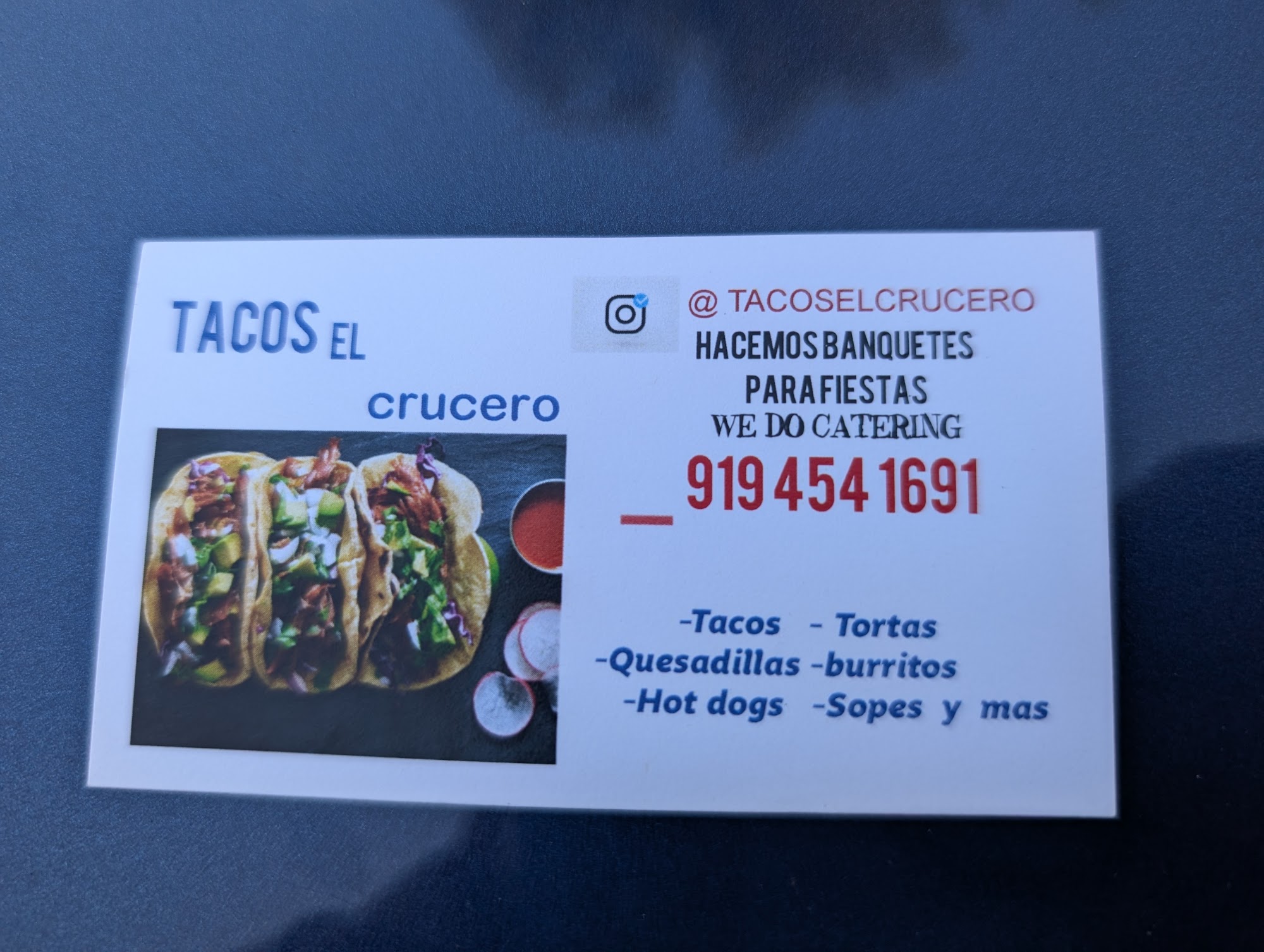 Tacos El Crucero Menu
