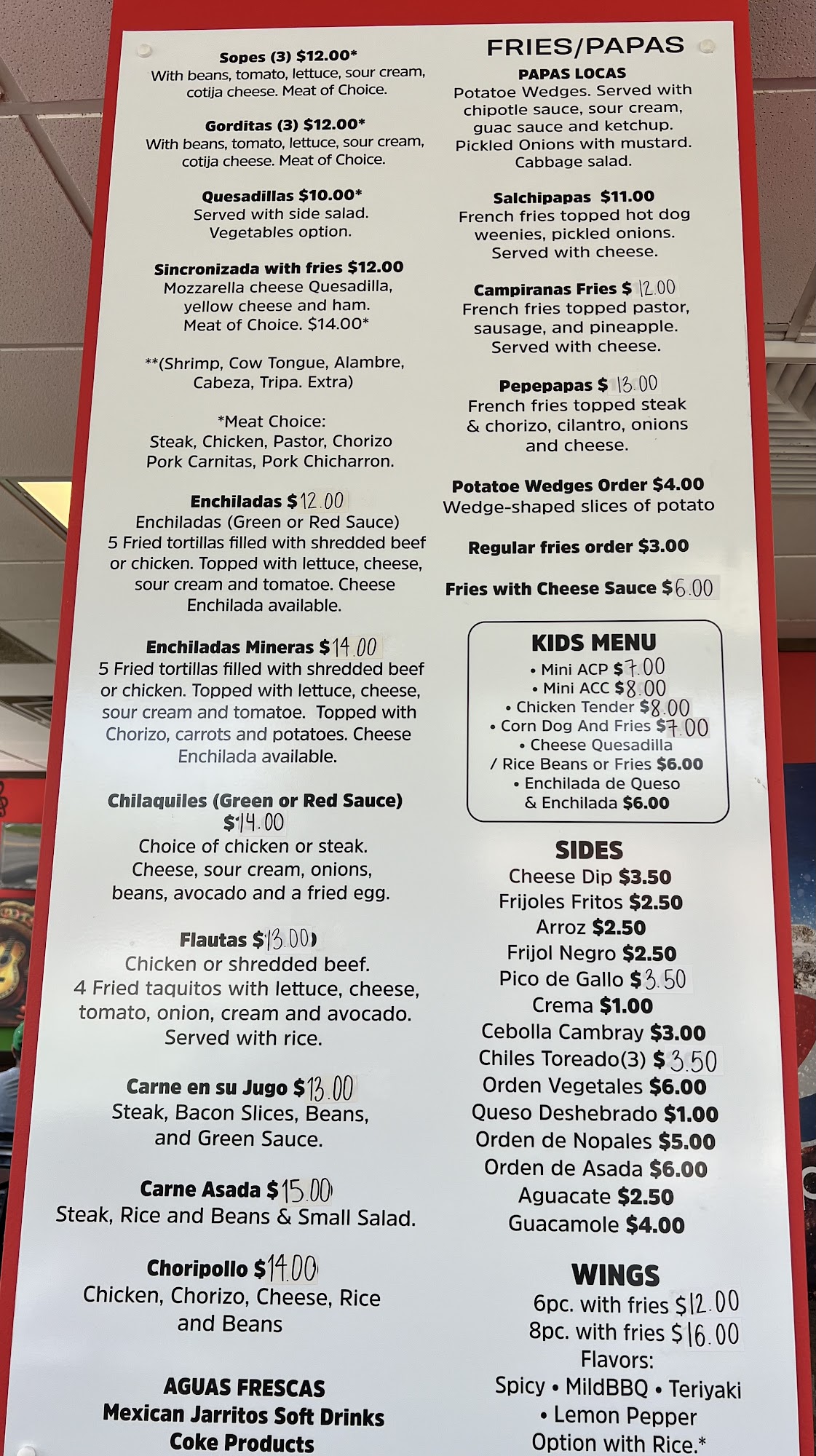 Tortas Locas Menu