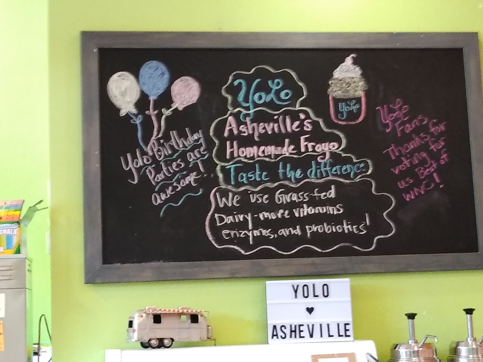 Yolo Frozen Yogurt Menu