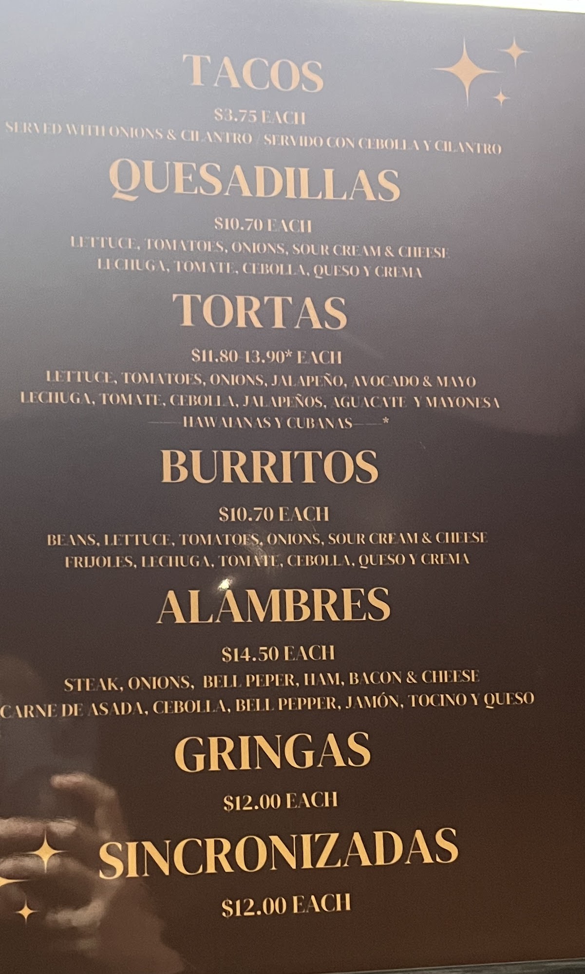 Taqueria Del Sol Menu