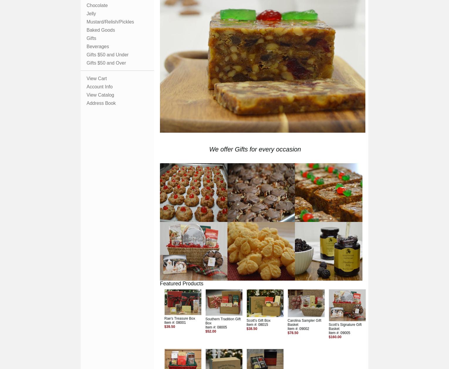 Southern Supreme Fruitcake & More Menu