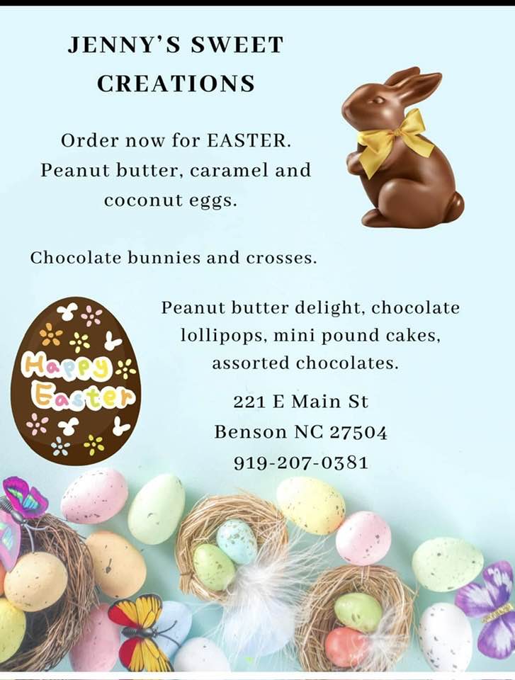 Jenny's Sweet Creations Menu