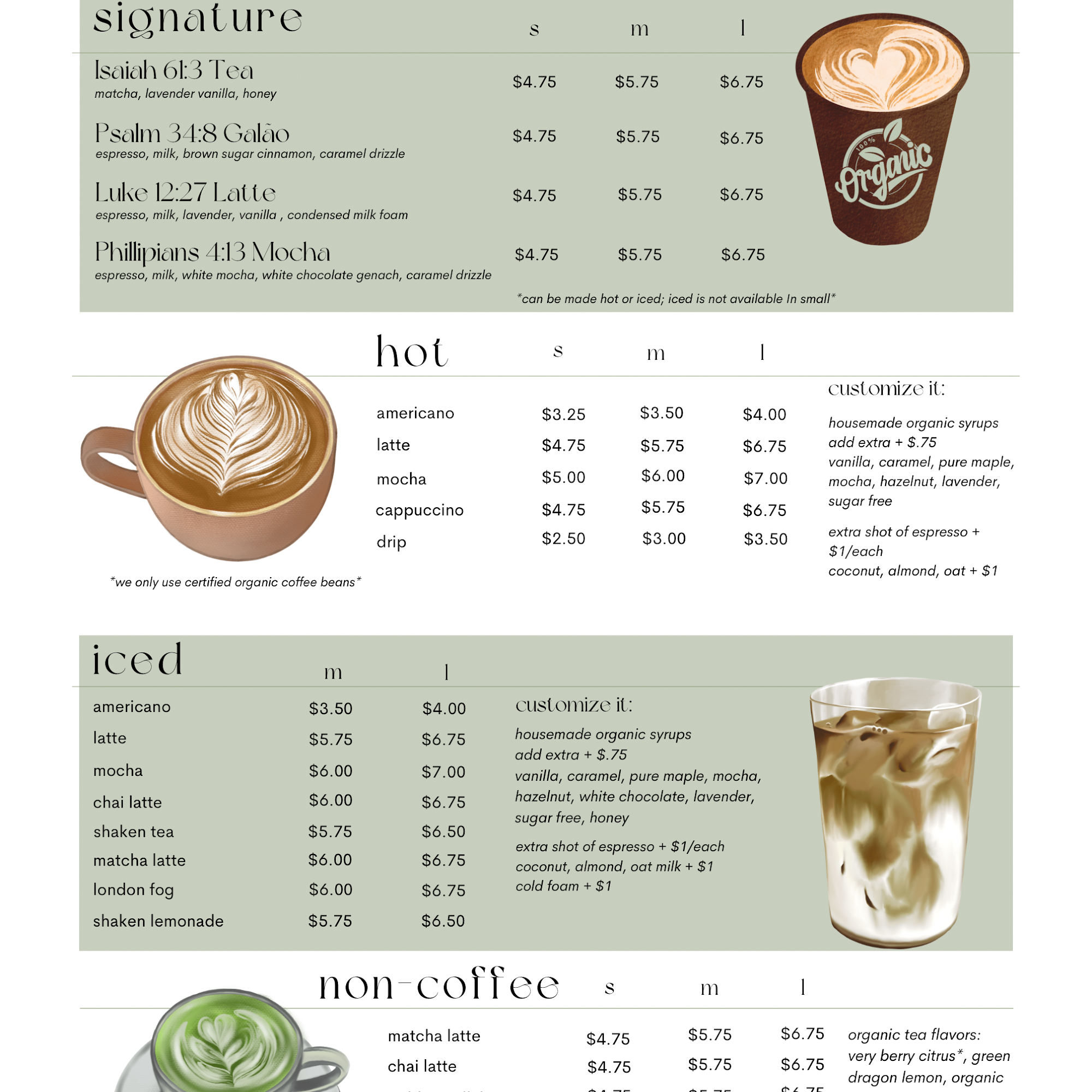 Awaken Coffee Menu