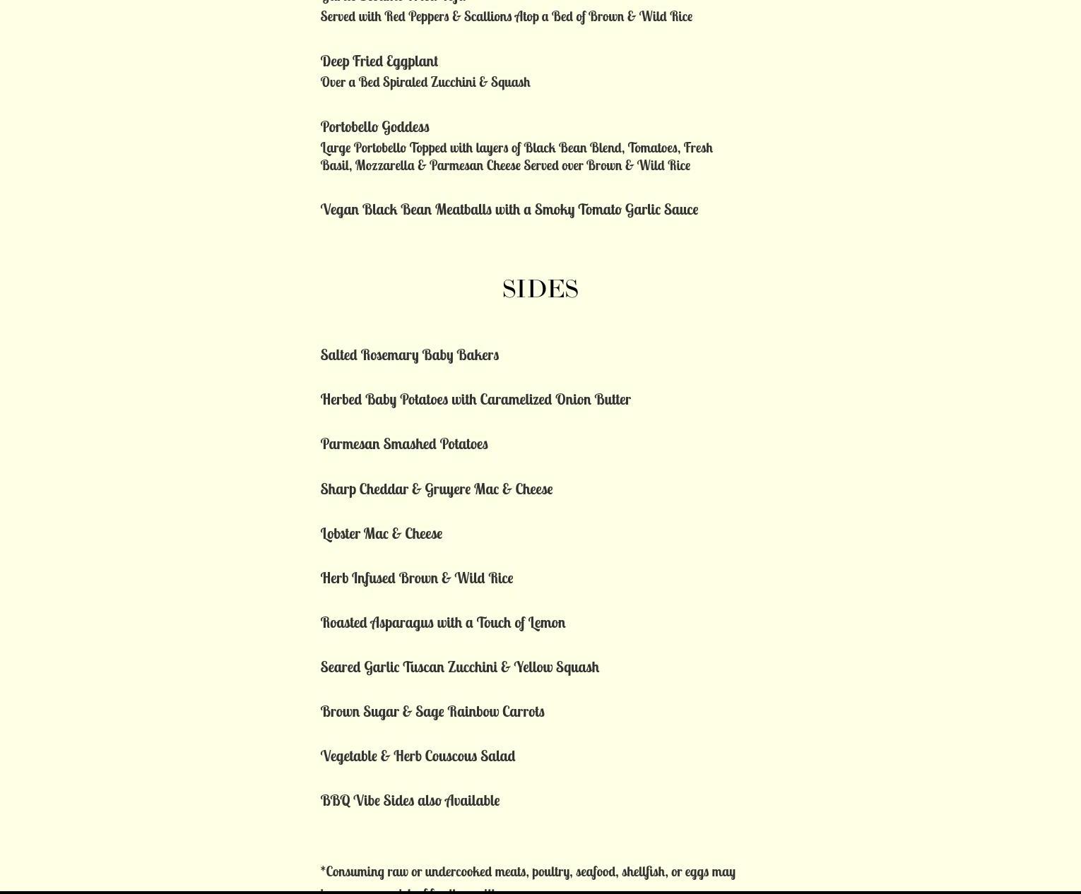 Amanda's Catering Menu