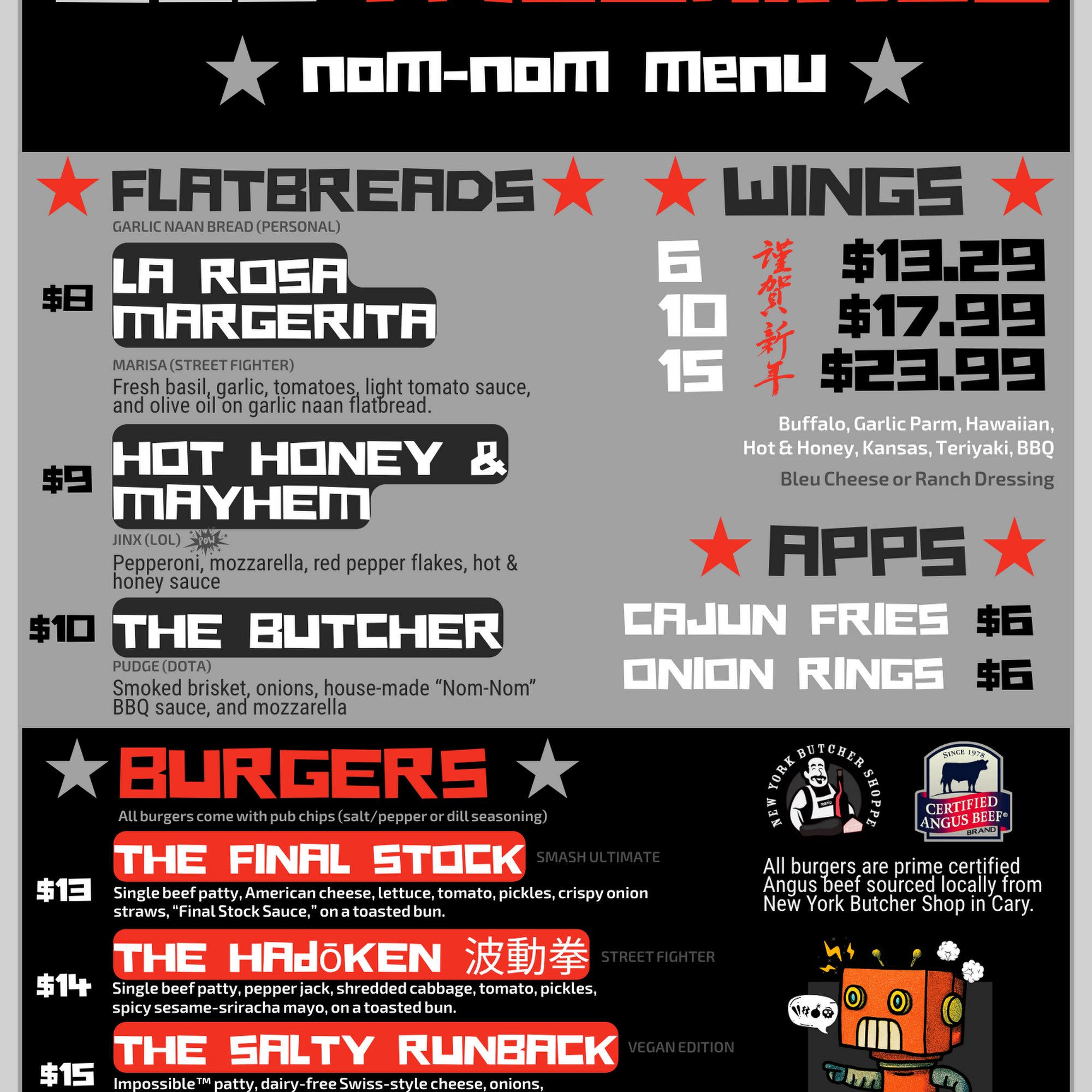 Bad Machines Esports Bar Menu