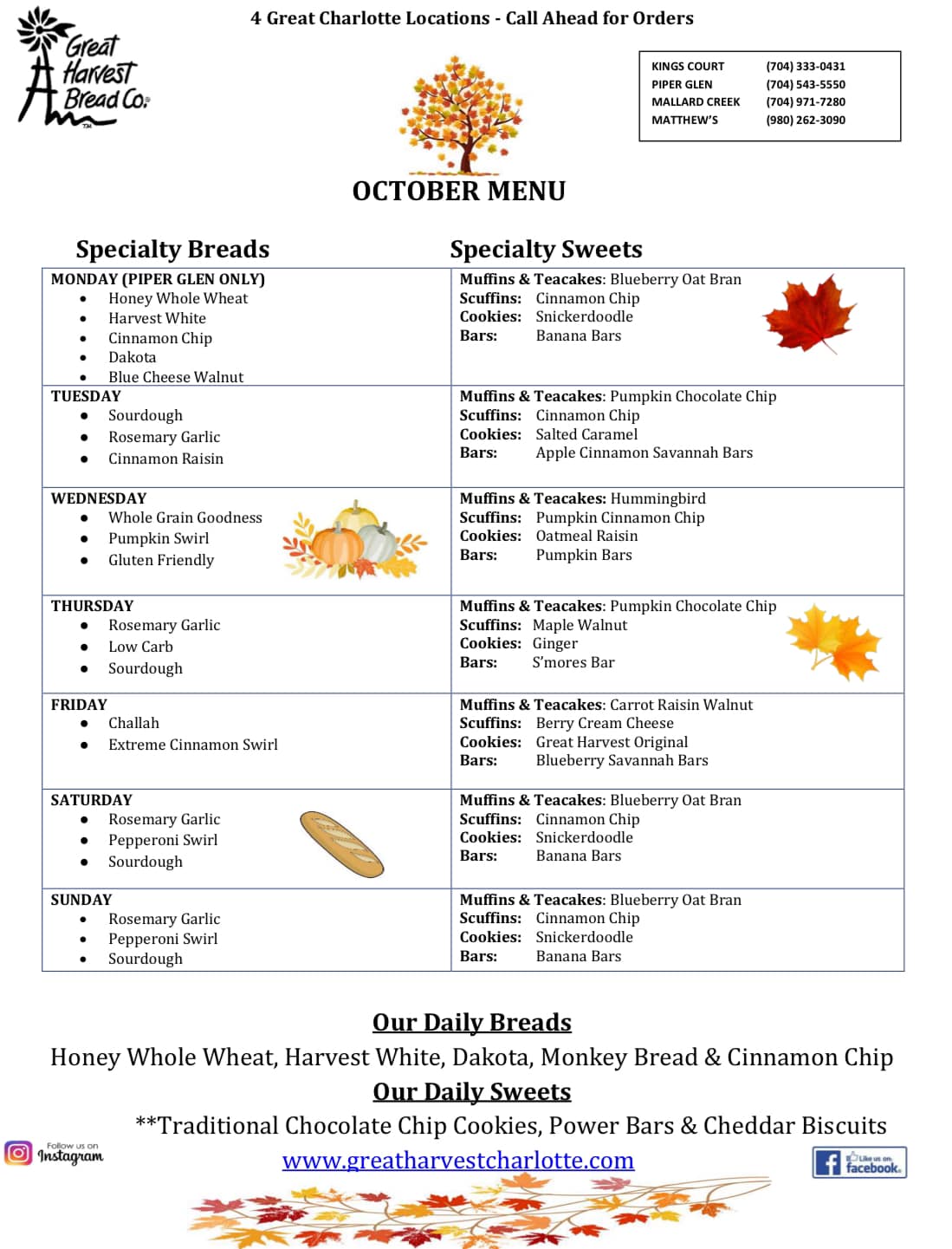 Great Harvest Bread Co. Menu