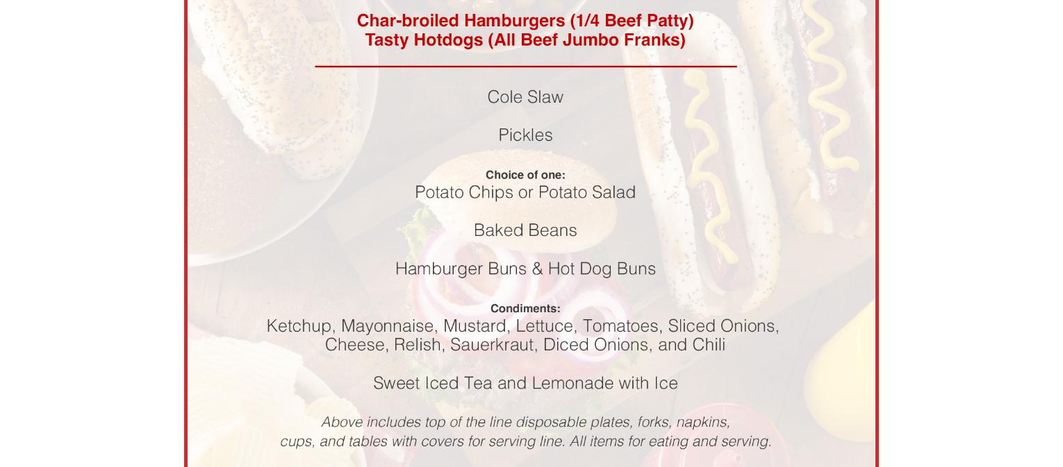 SMS Catering Services Menu