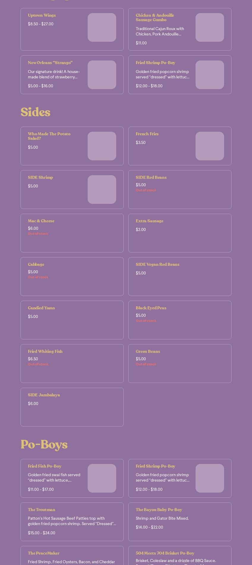 Bite Your Tongue Authentic New Orleans Cuisine Menu