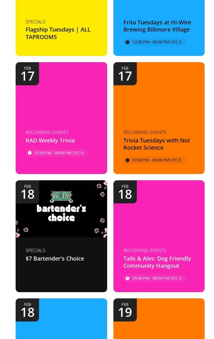 Hi-Wire Brewing Charlotte Menu