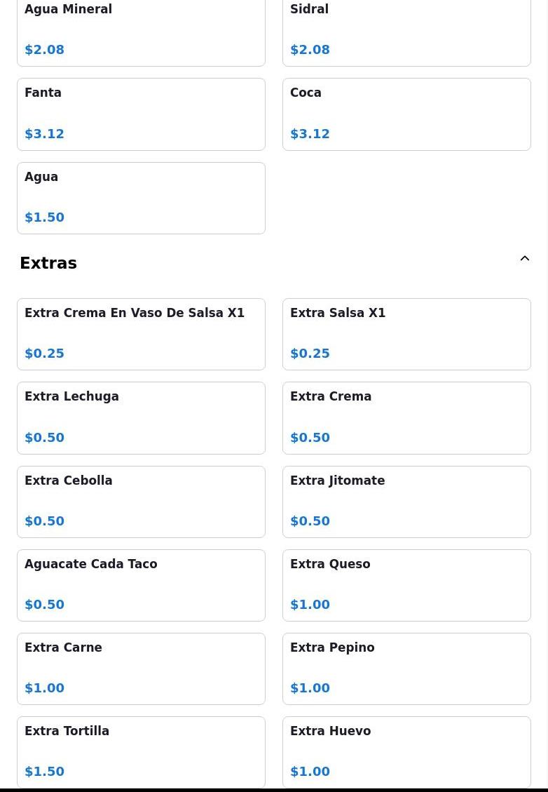 El Rinconcito de Puebla Menu