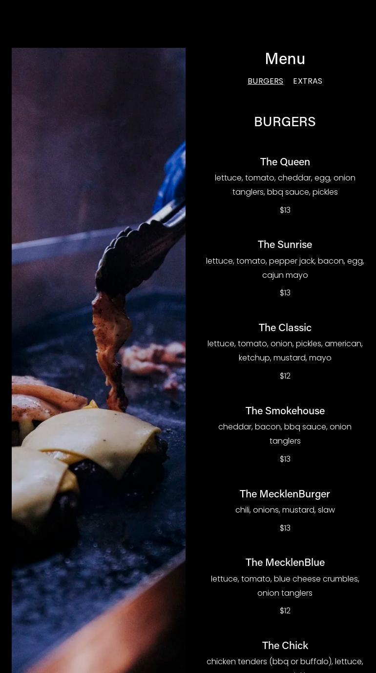 MecklenBurgers Menu