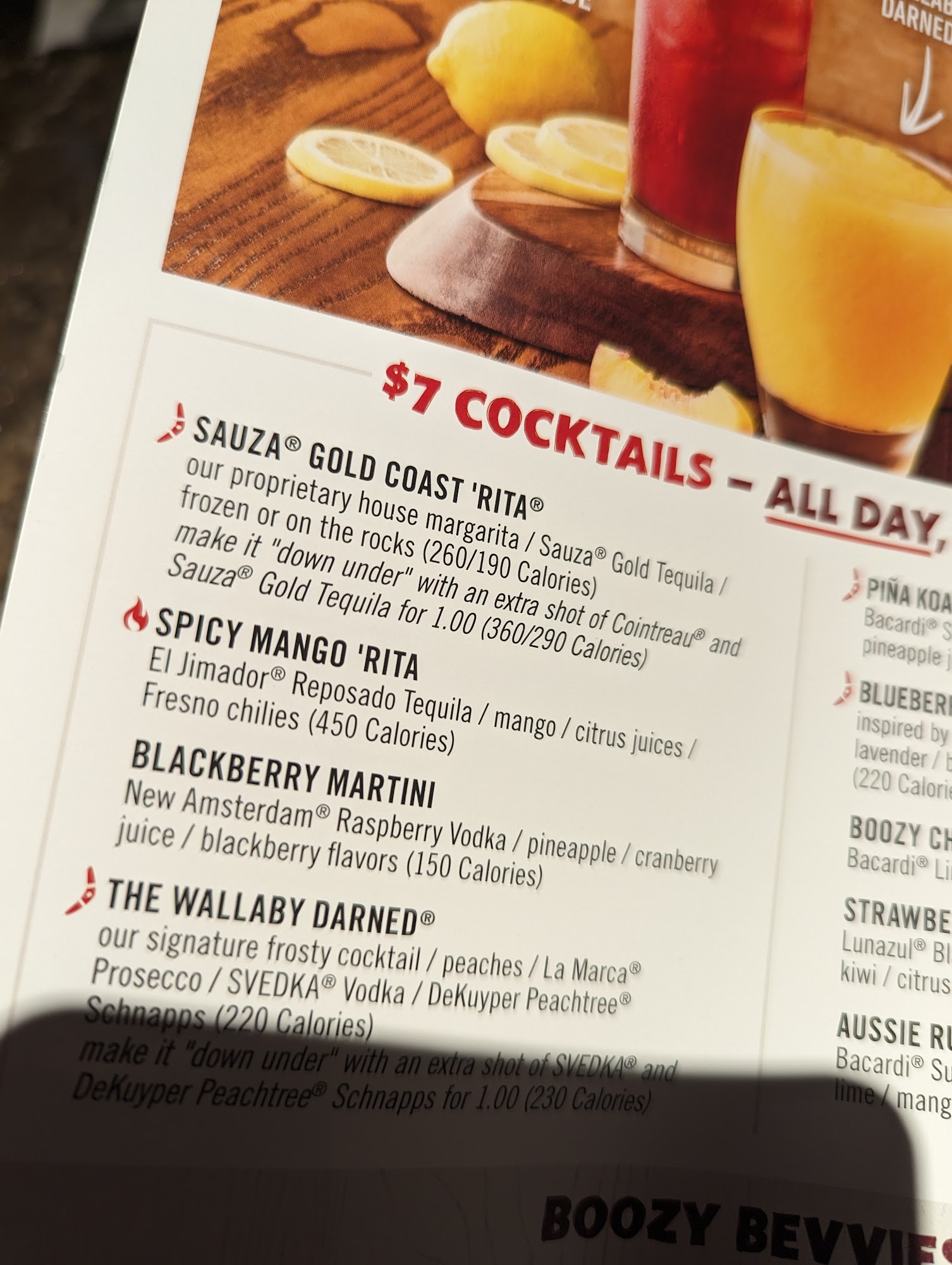 Outback Steakhouse Menu