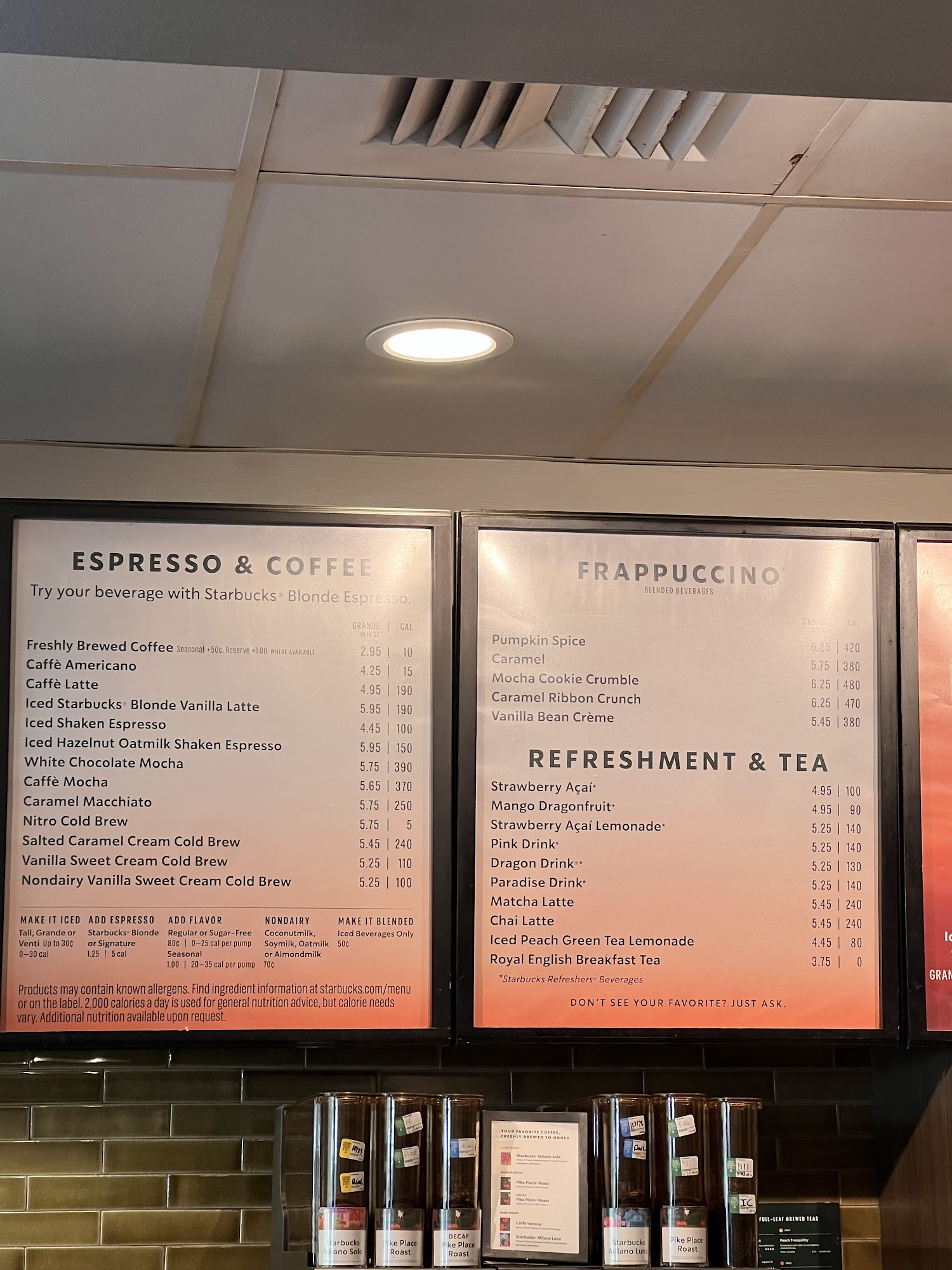Starbucks Menu