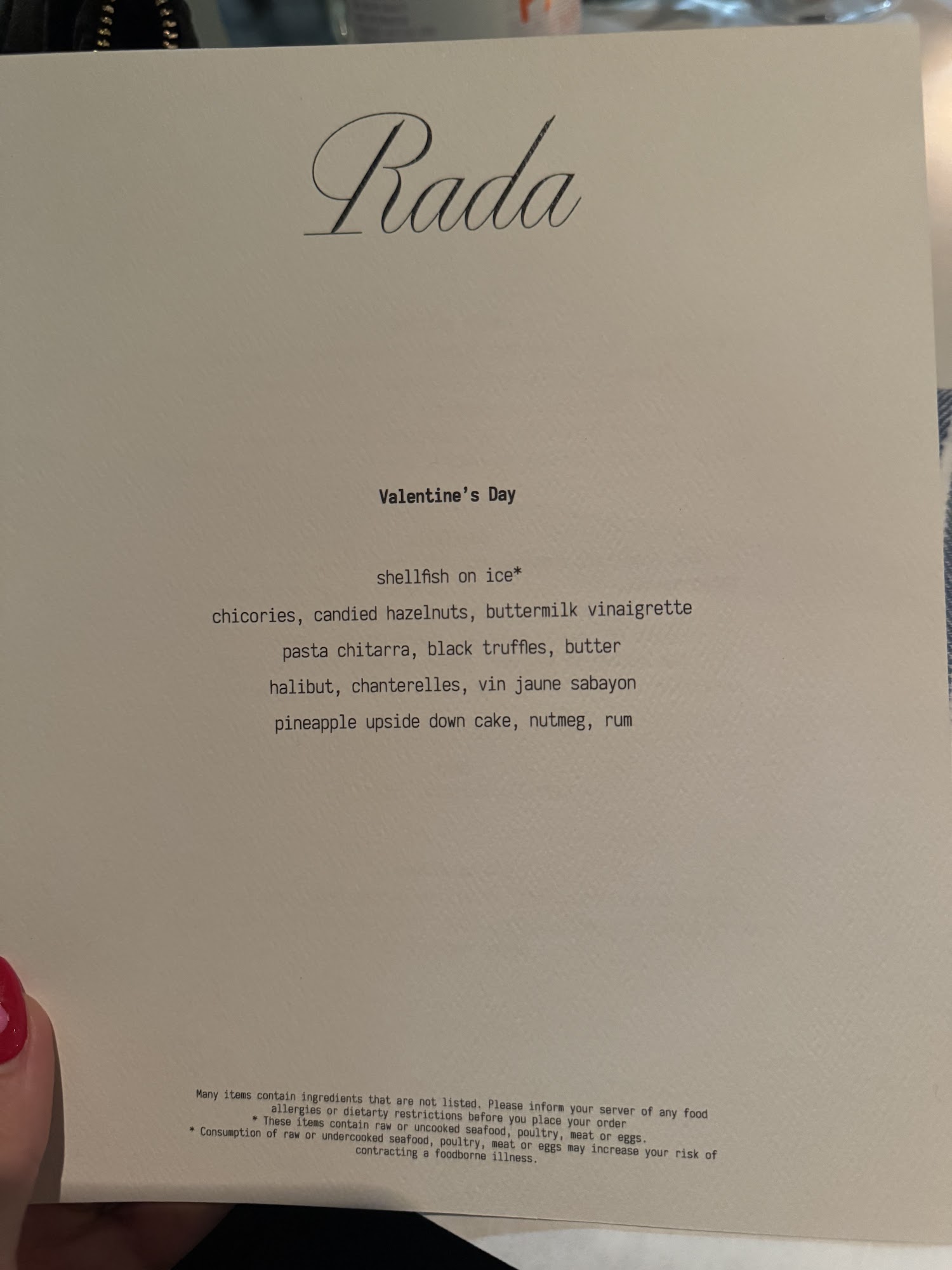 Rada Menu