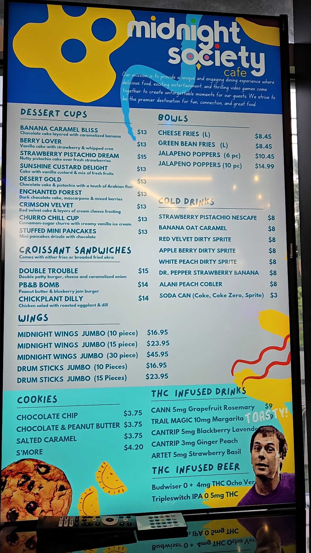 Midnight Society Cafe Menu