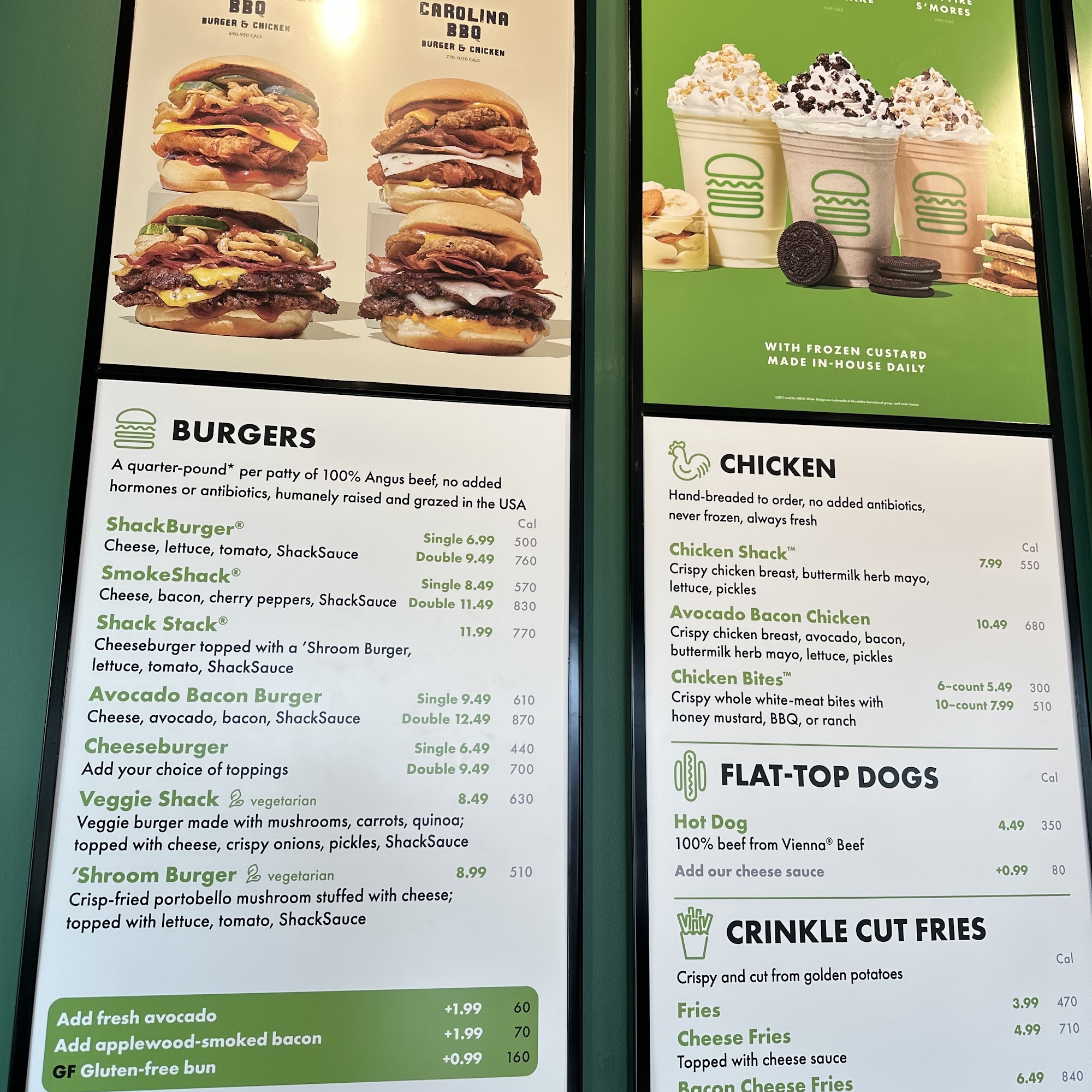 Shake Shack Charlotte Premium Outlets Menu