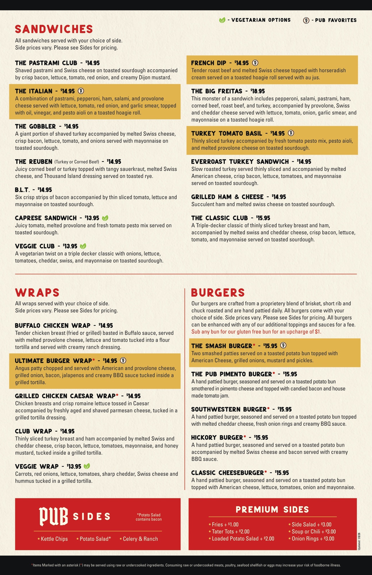 The Pub at Uptown Menu