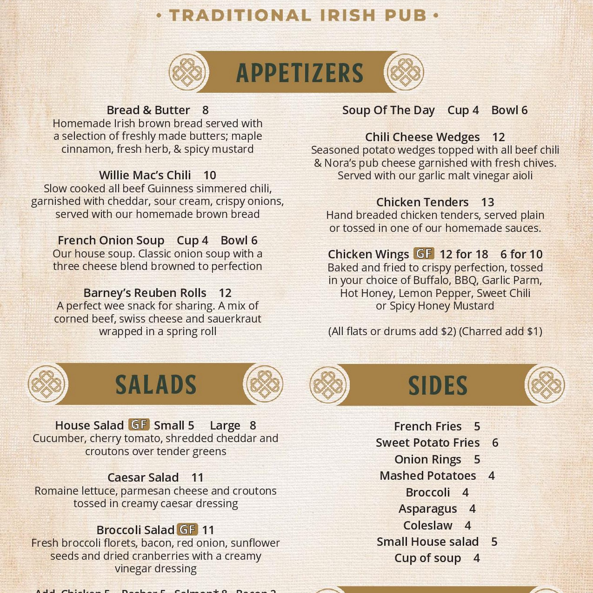Nora Mac's Menu