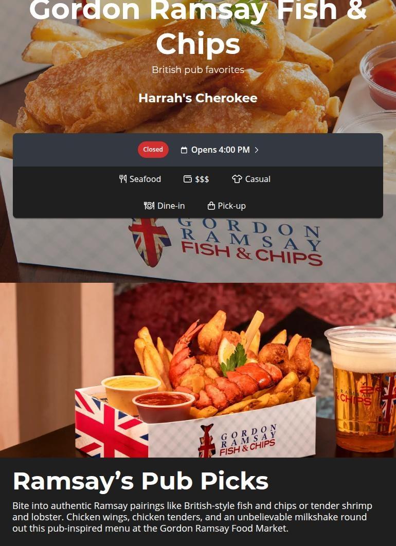 Gordon Ramsay Fish & Chips Menu