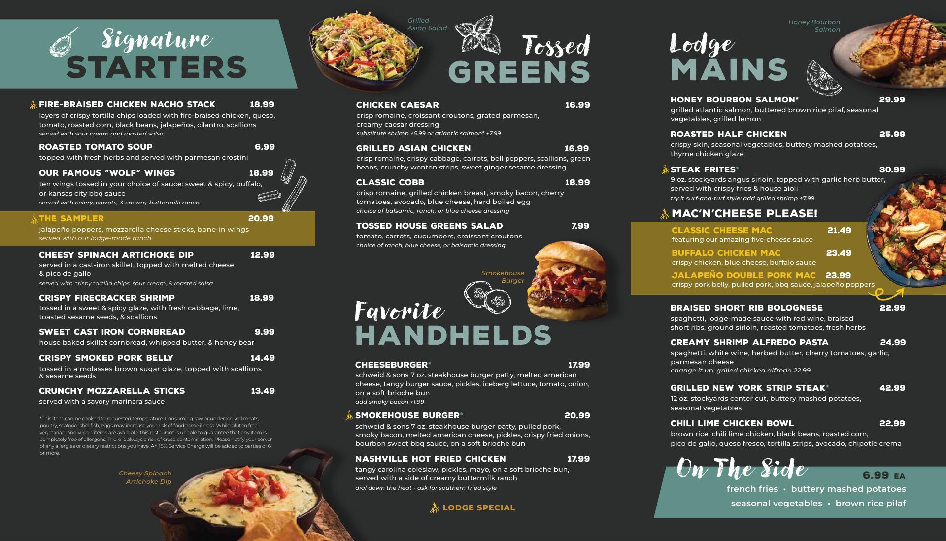 Lodge Wood Fired Grill Menu