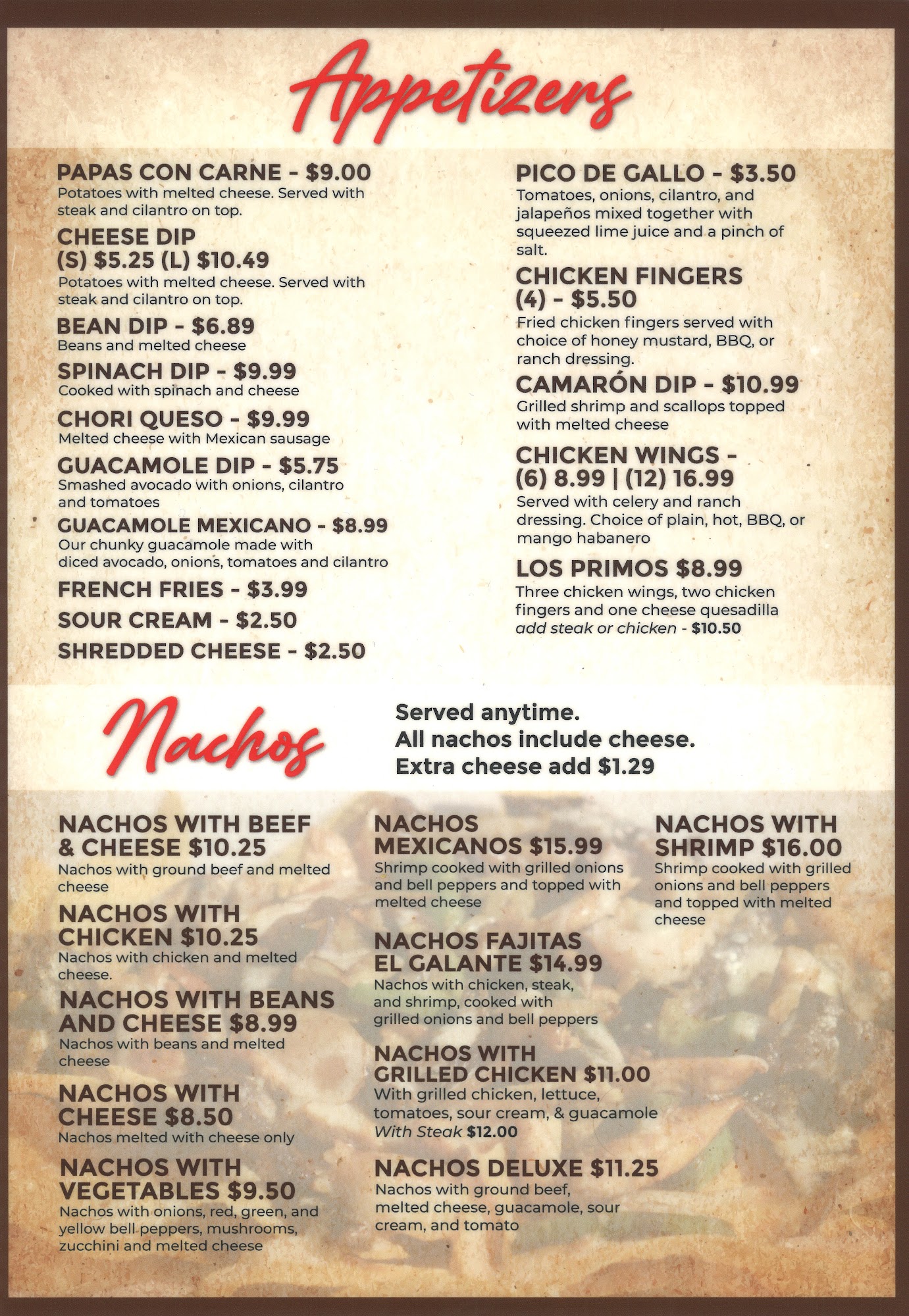 El Galante Mexican Grill Menu
