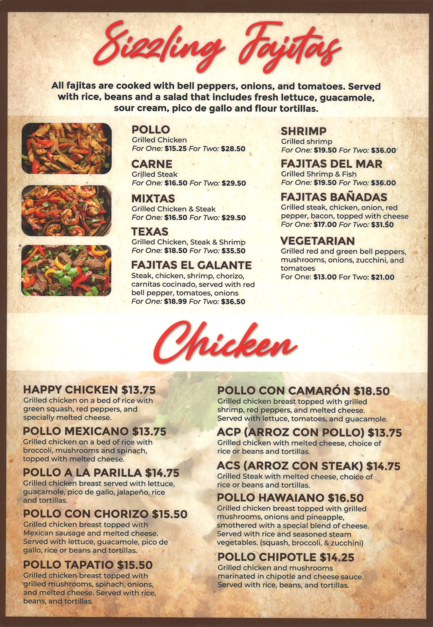 El Galante Mexican Grill Menu