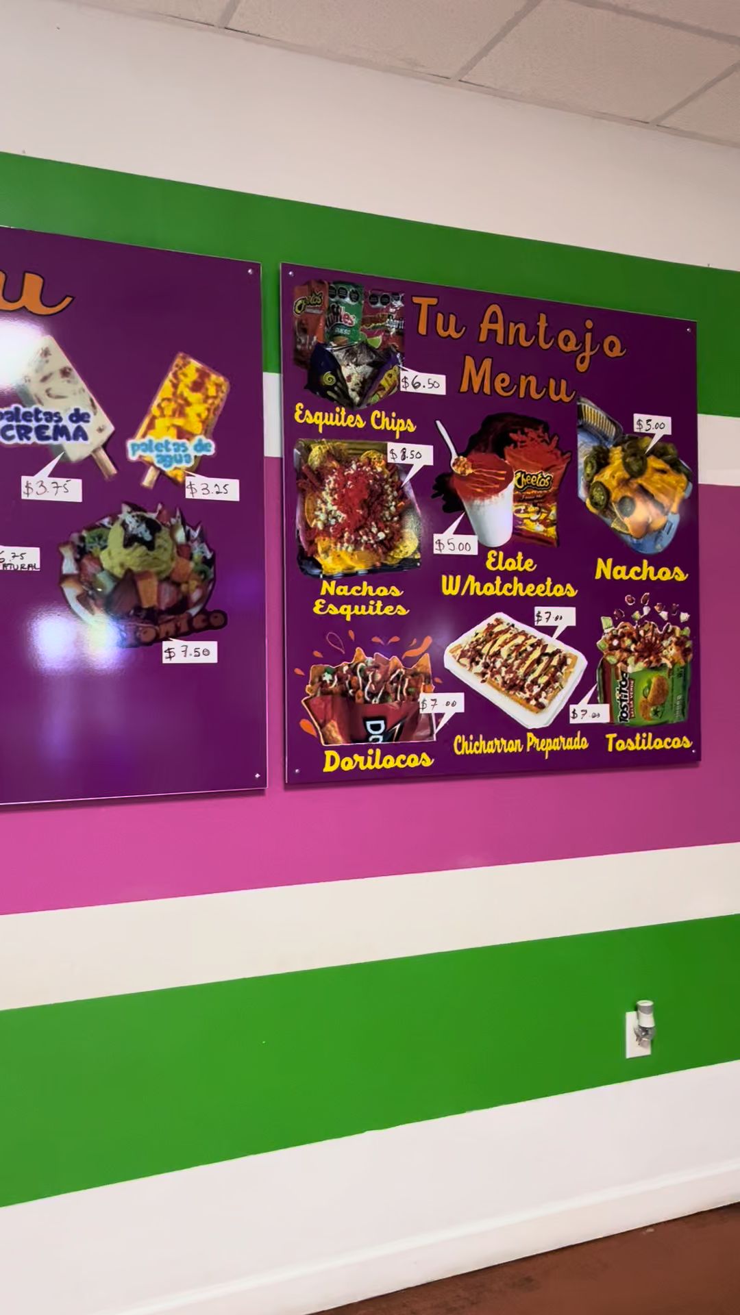 paleteria 5 de mayo la michoacana, ice cream Menu