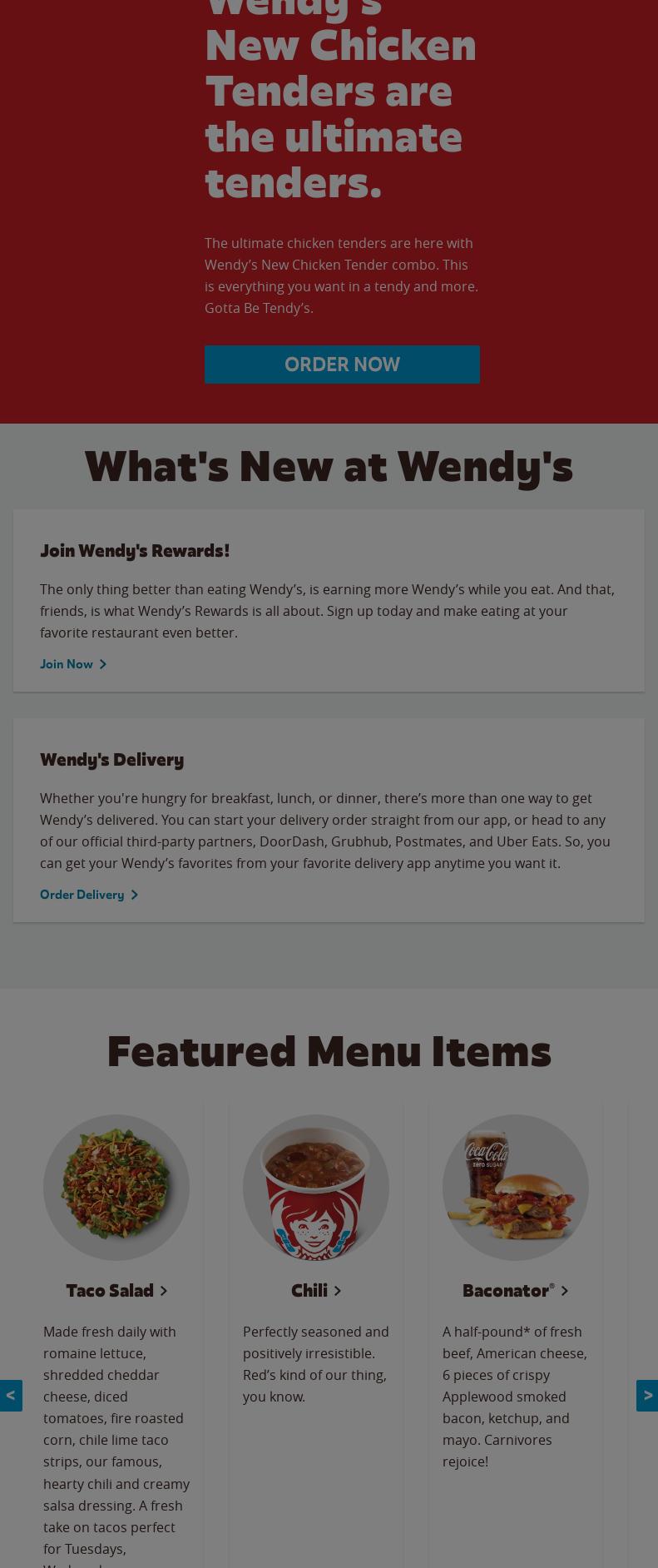 Wendy's Menu