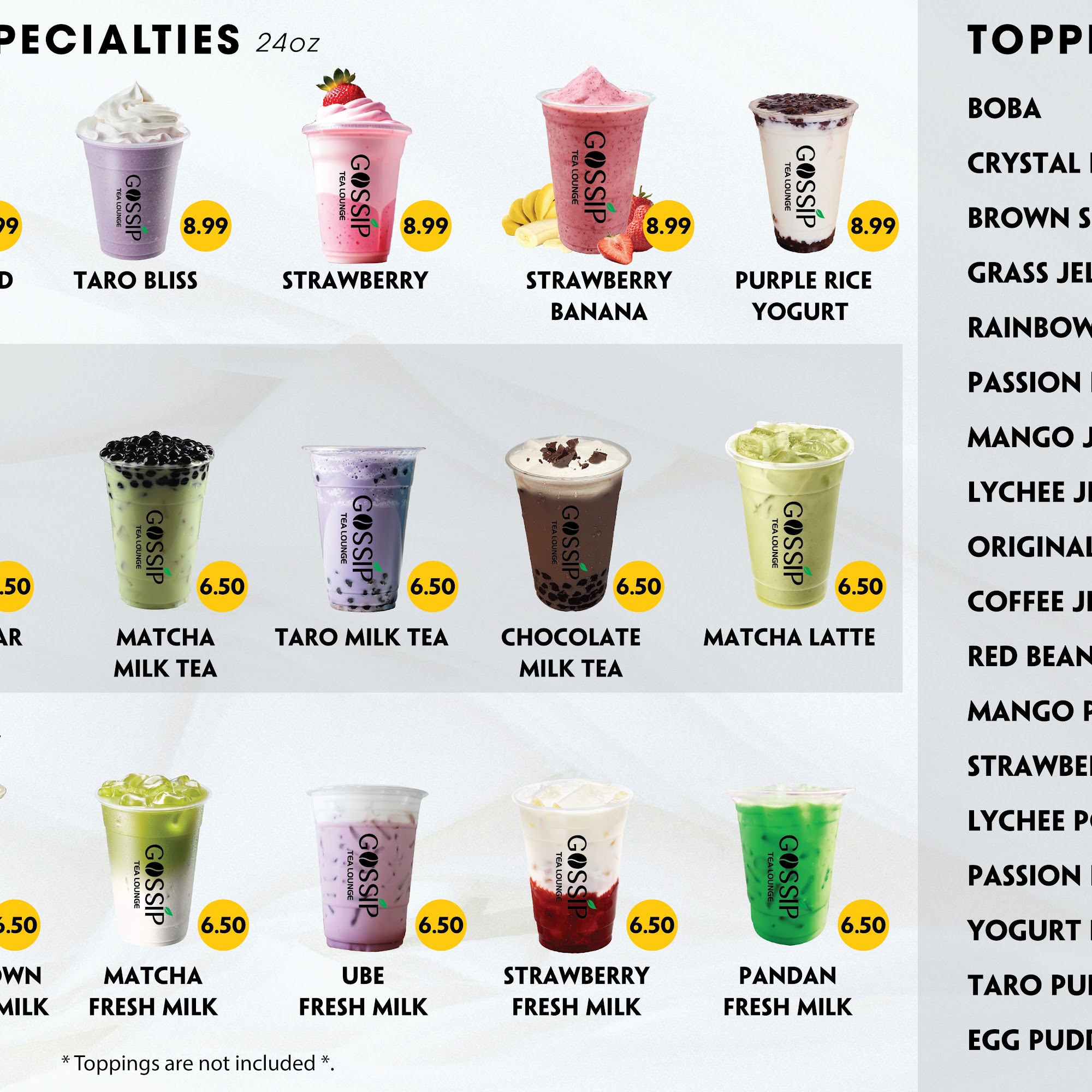 Gossip Tea Lounge Menu