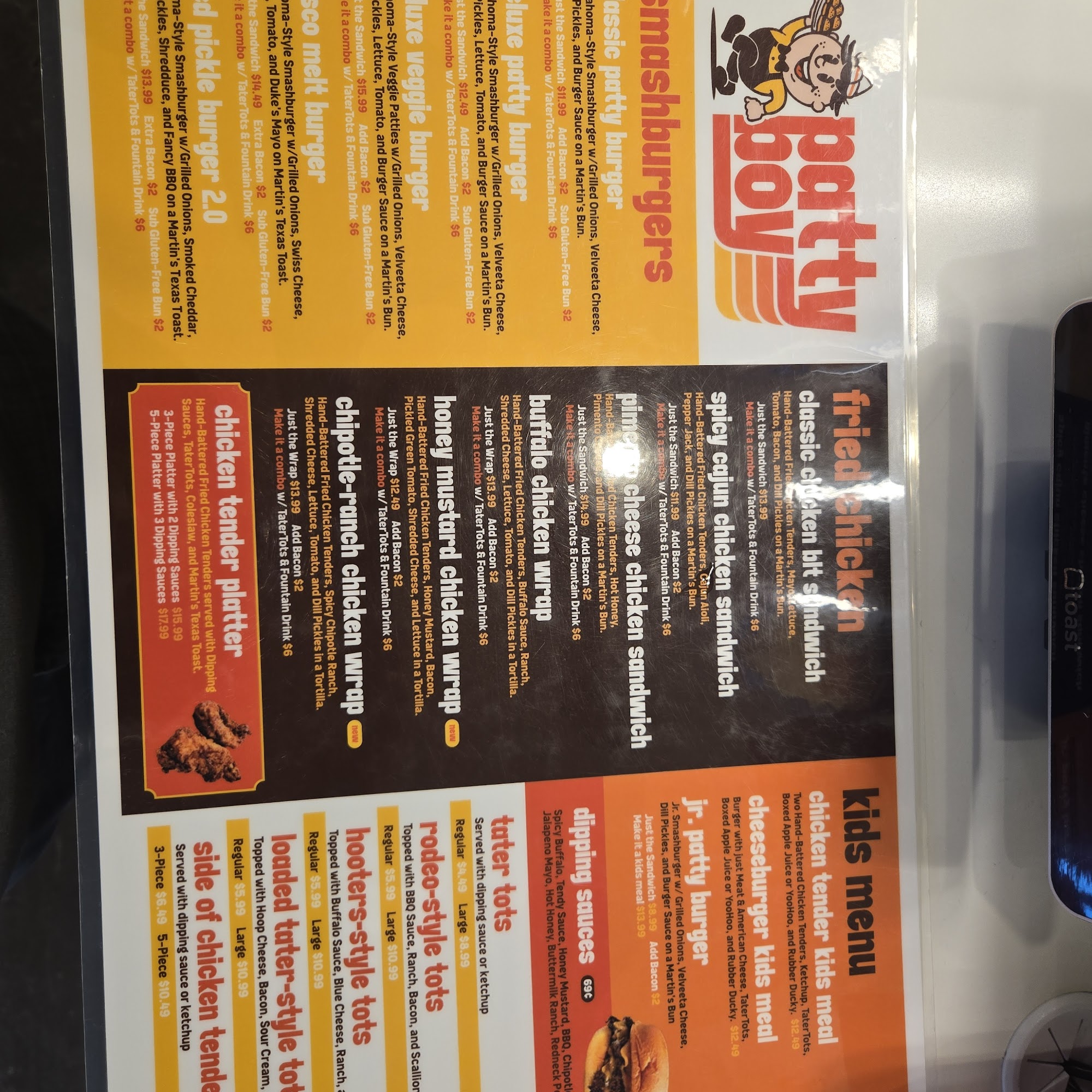 Patty Boy Menu