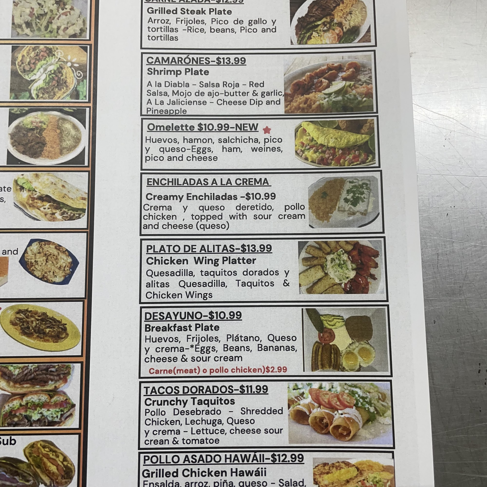 Jaliciense Tacos Menu