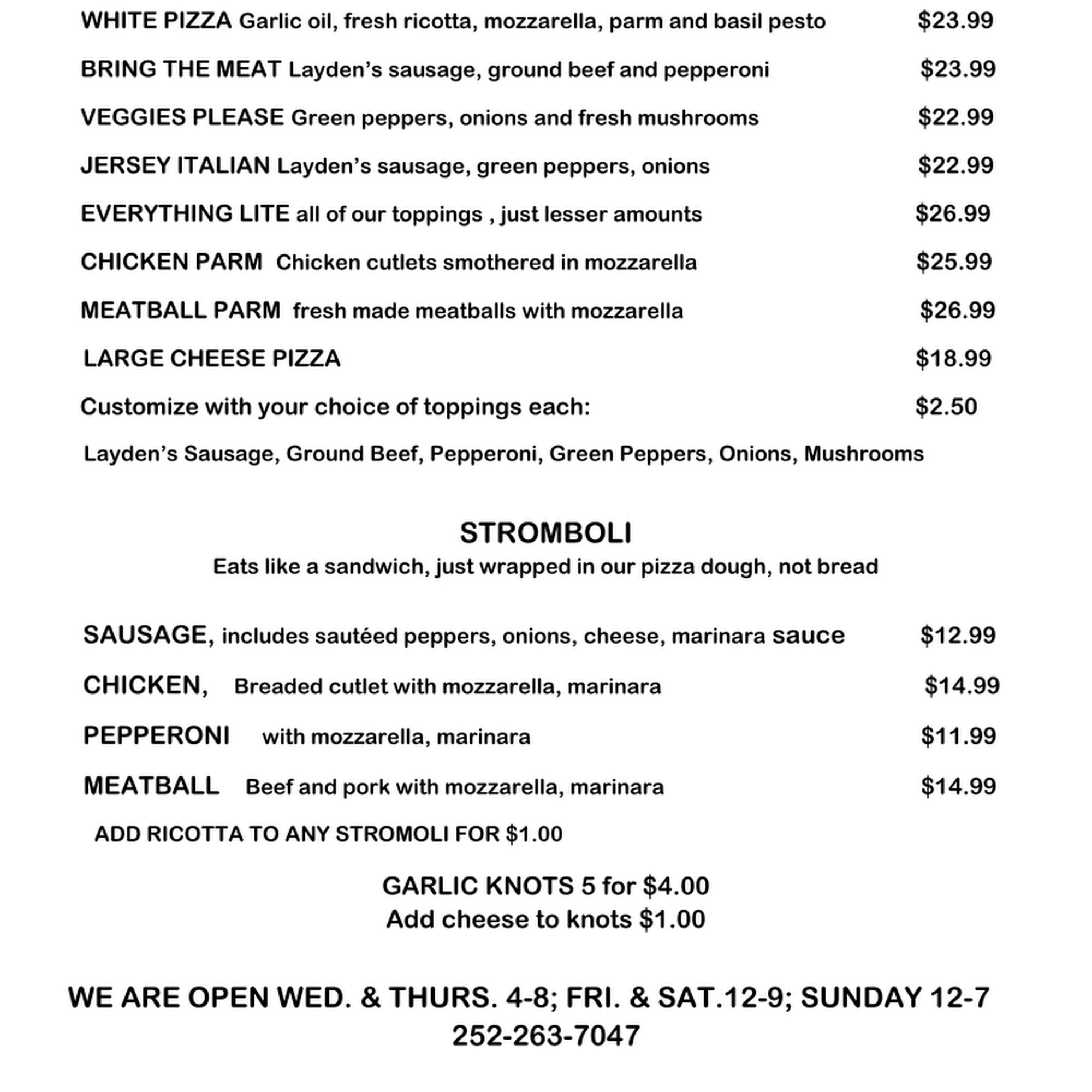 Ralph's NY Italian Menu