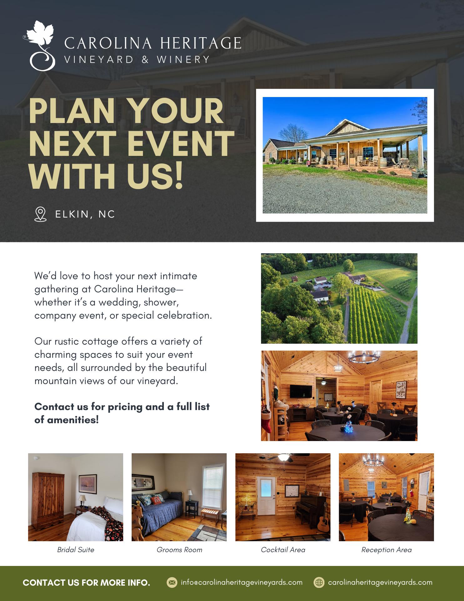 Carolina Heritage Vineyard & Winery Menu