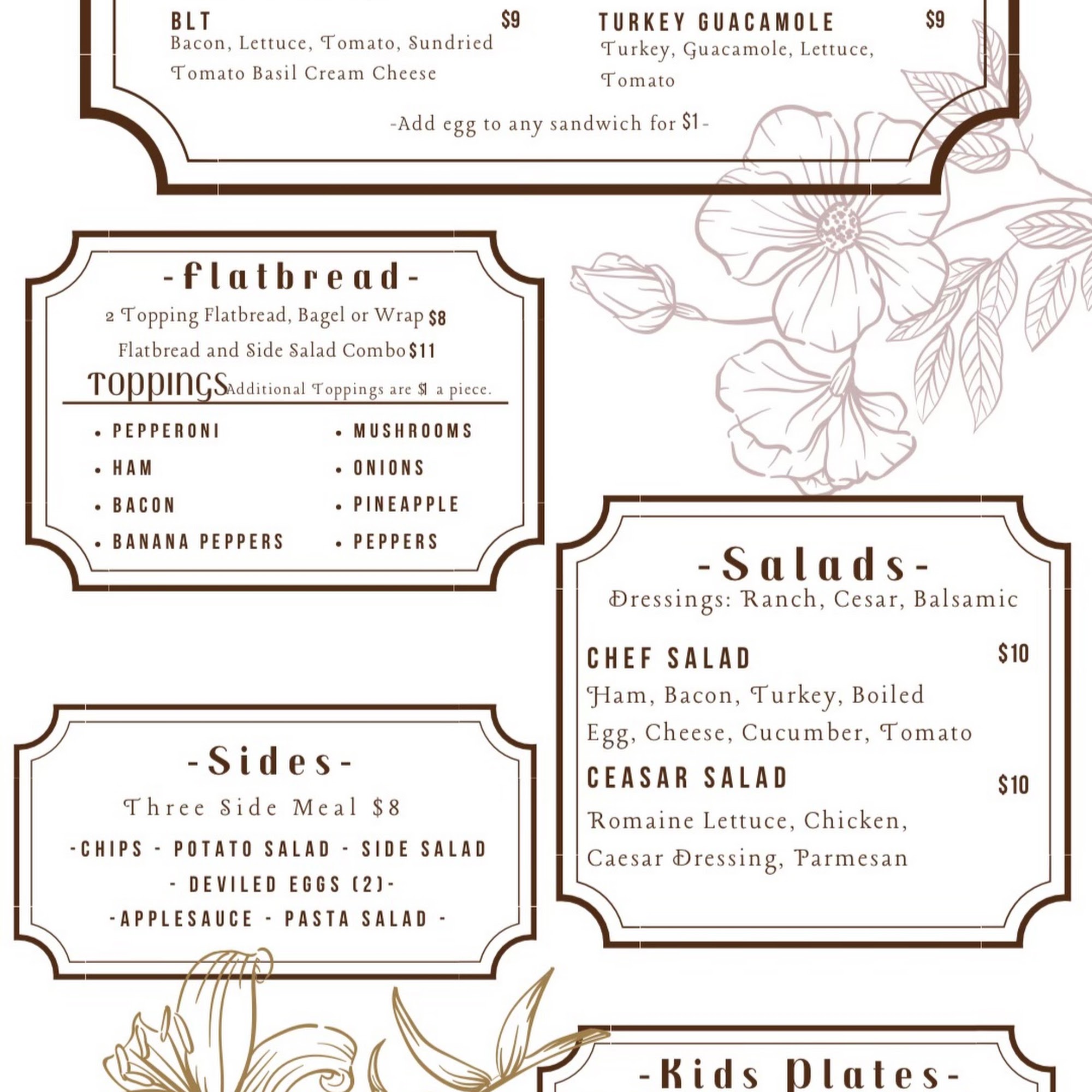 The Wild Flour Bistro Menu
