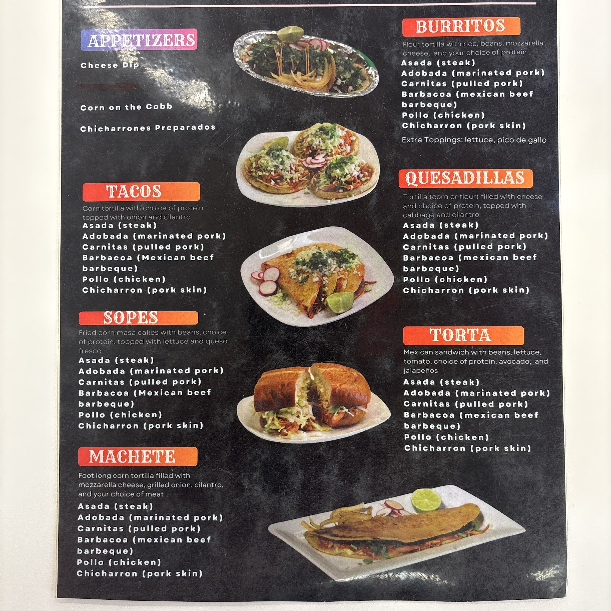 Taqueria Mi Cocina Menu