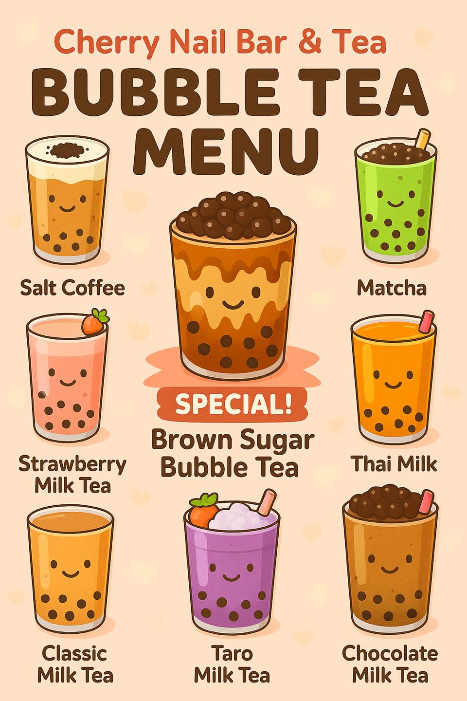 Cherry Nail Bar and Tea Menu