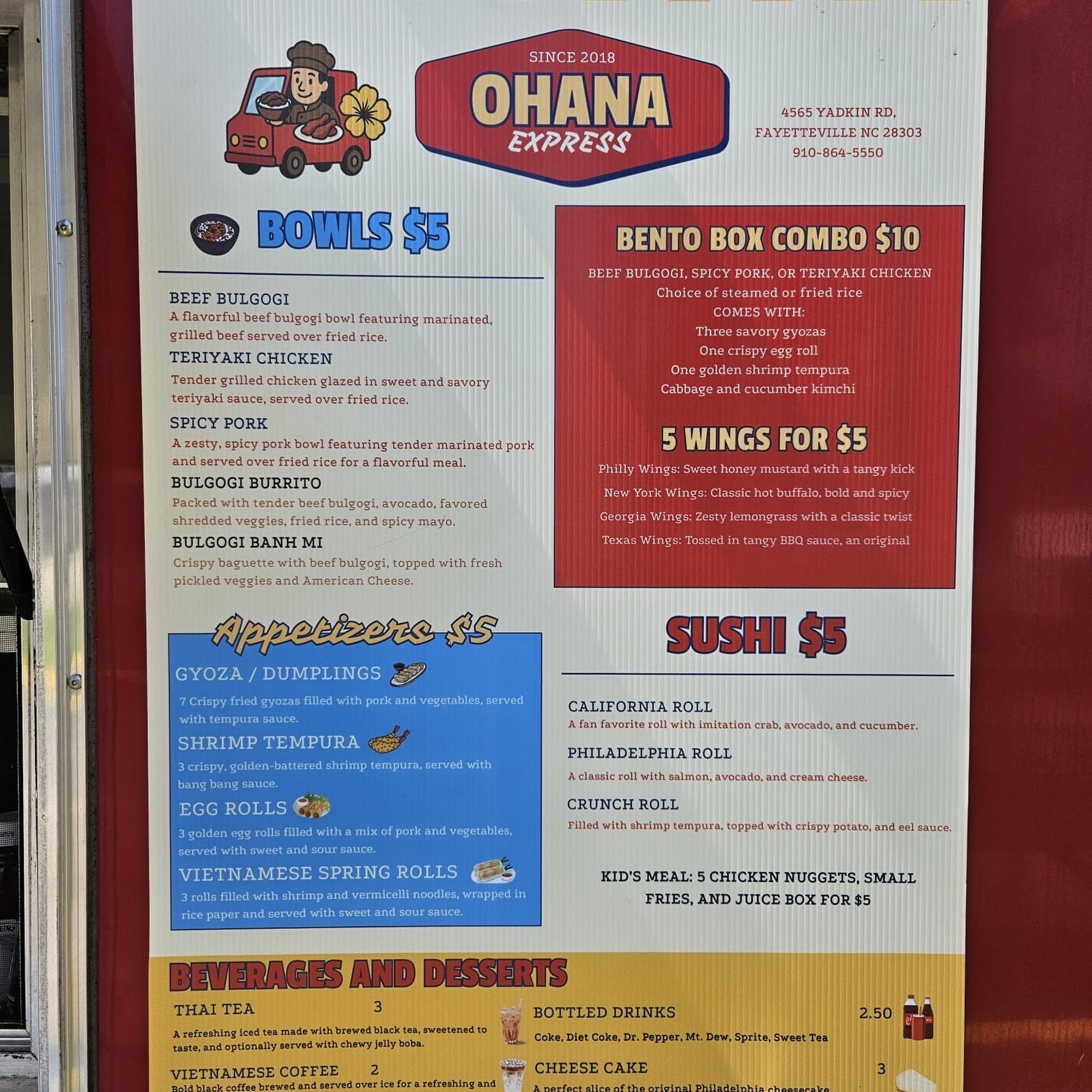 Ohana Express Menu