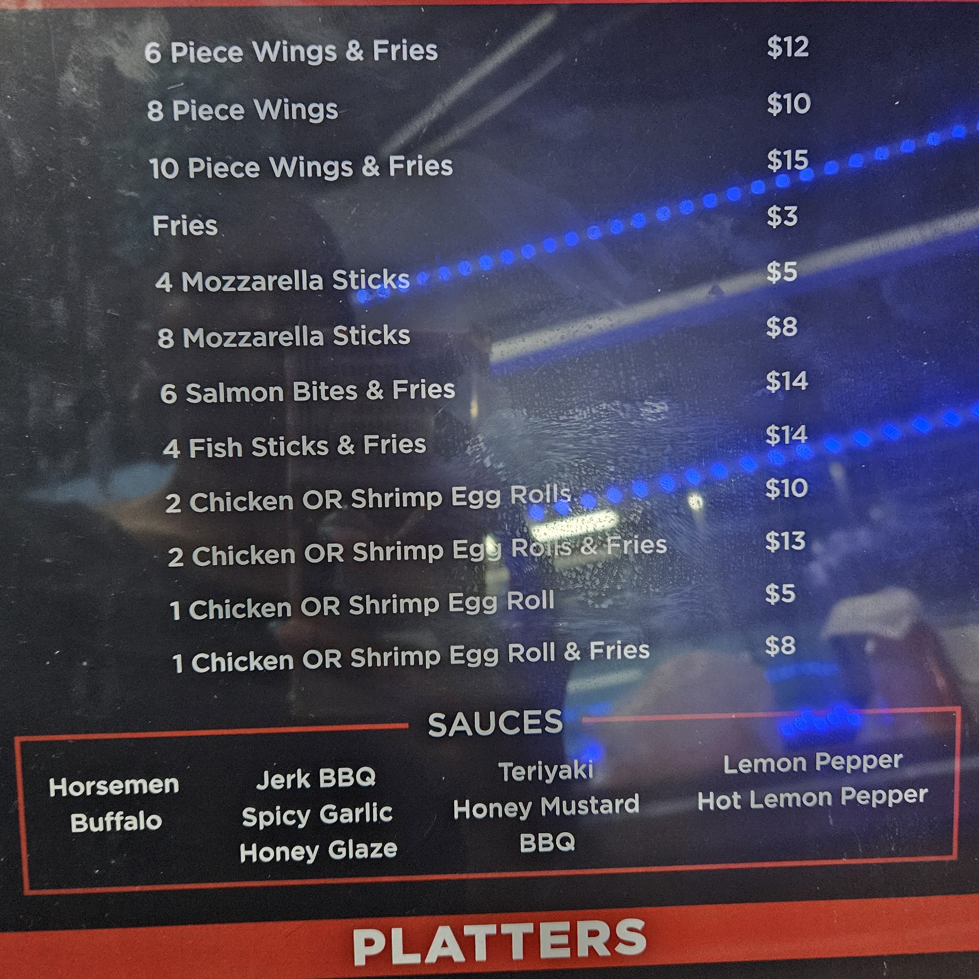 Seven Horsemen Billiards Menu