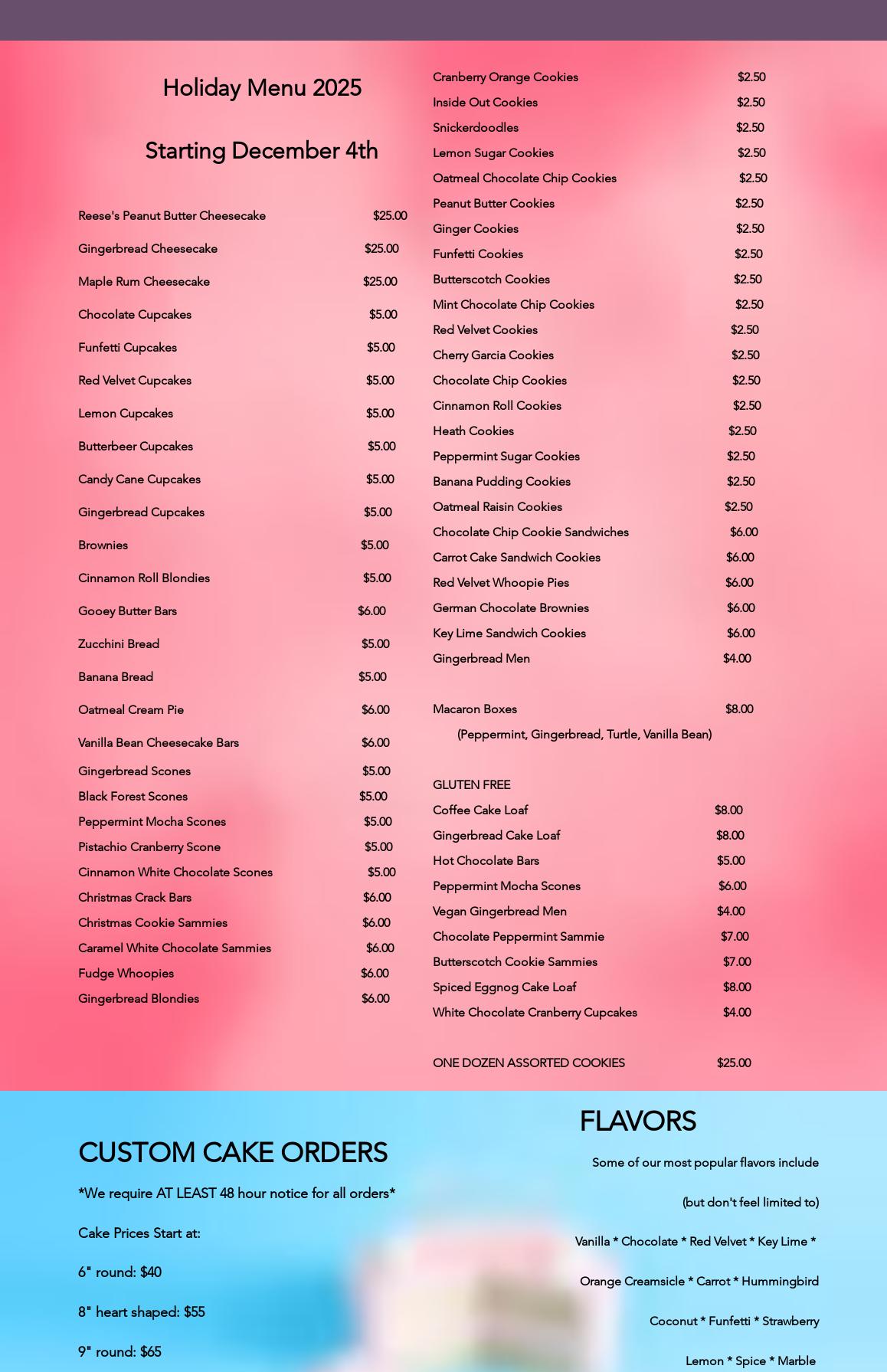 Sugarcane and Shepherd Desserts Menu