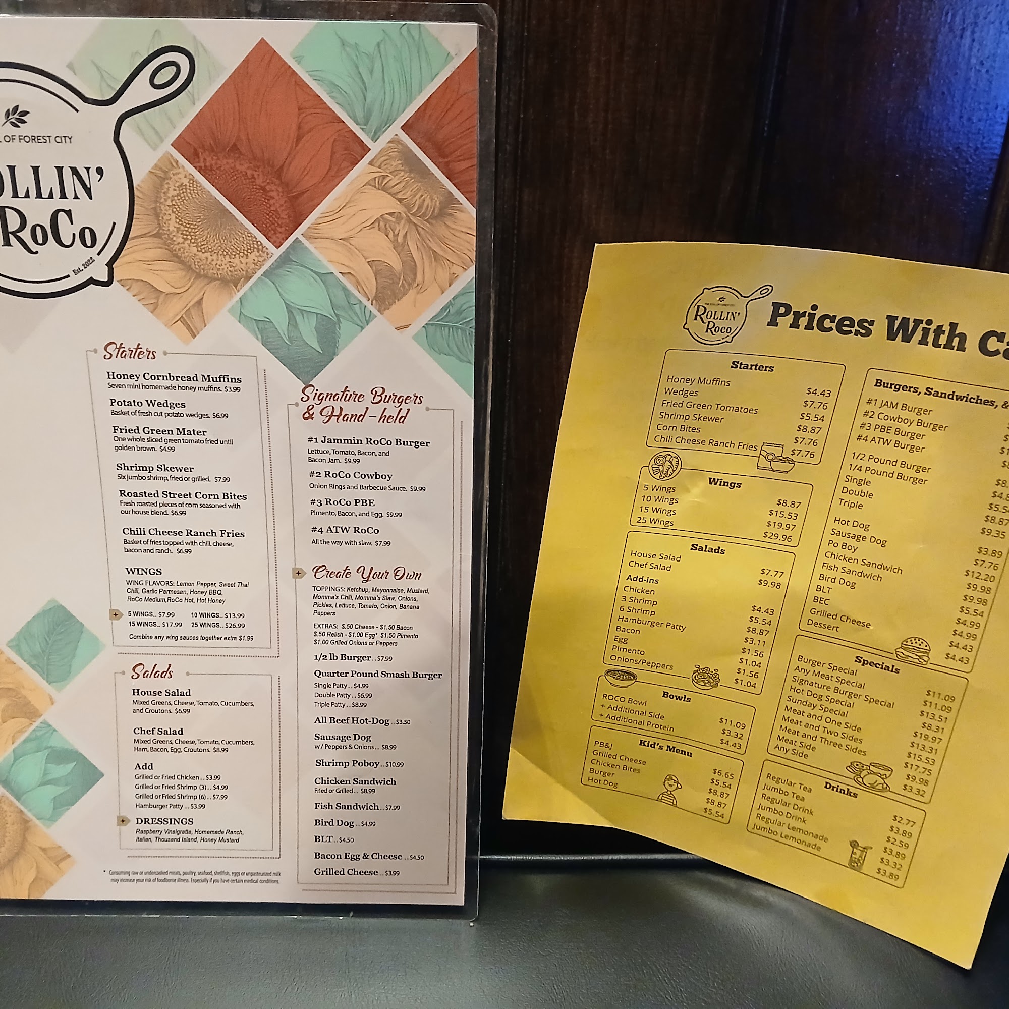 Rollin' RoCo Menu